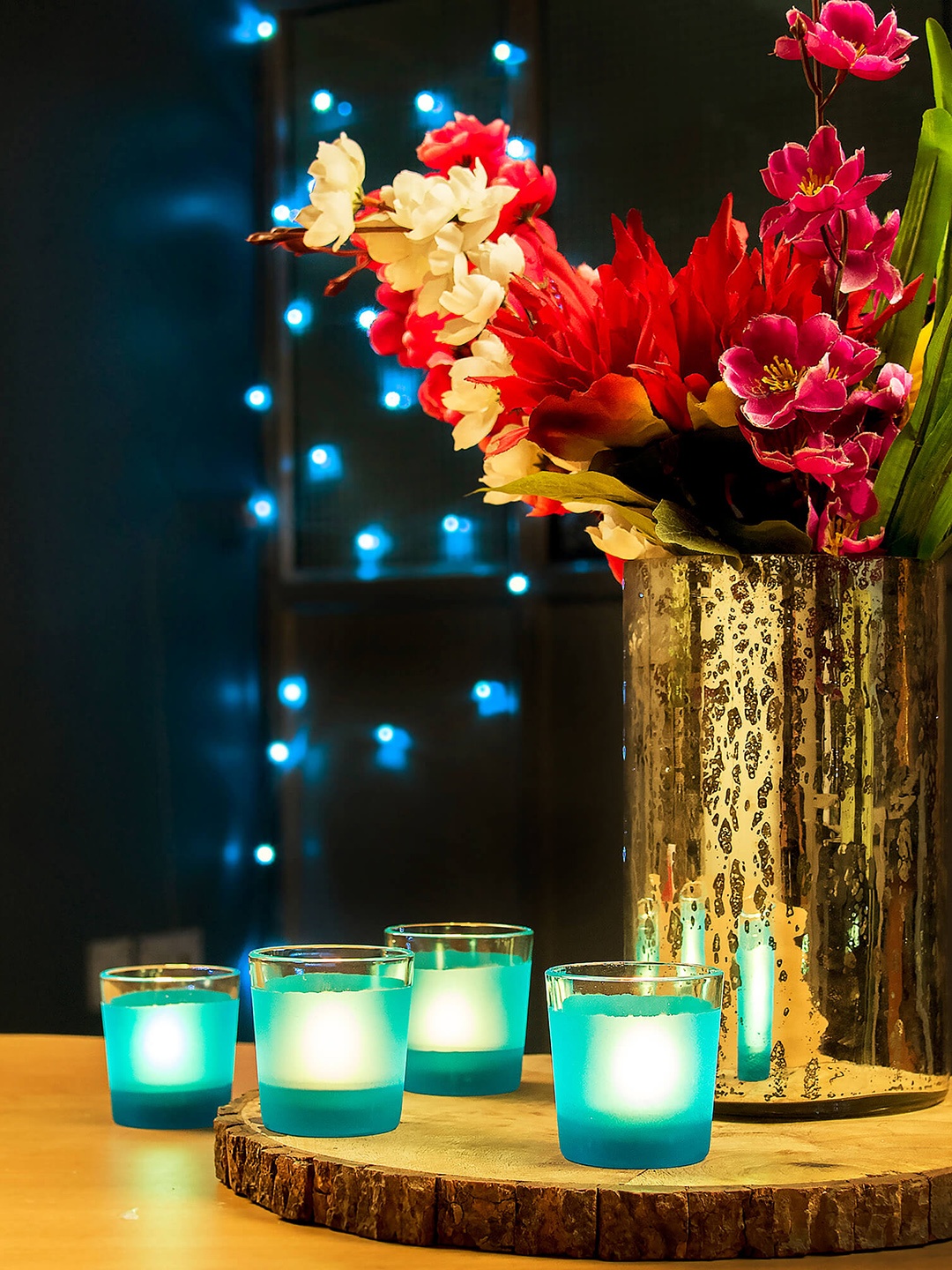 

Homesake Set of 4 Blue Votives With Candles