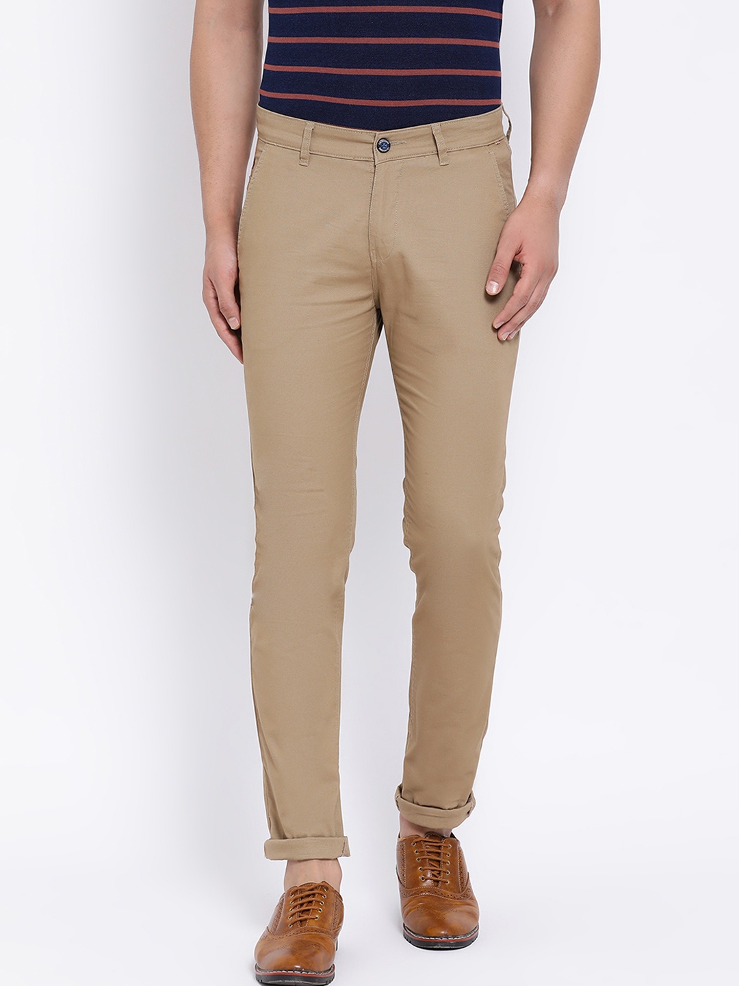 

Crimsoune Club Men Khaki Slim Fit Solid Regular Trousers