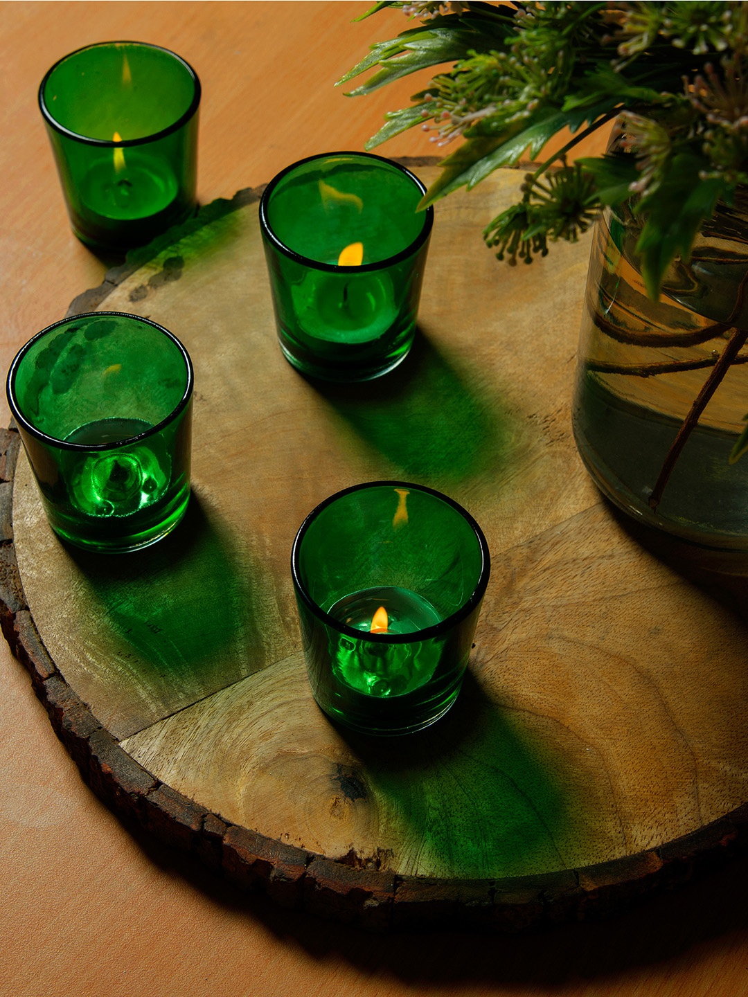 

Homesake Green Set of 4 Glossy Votive Candle Holder