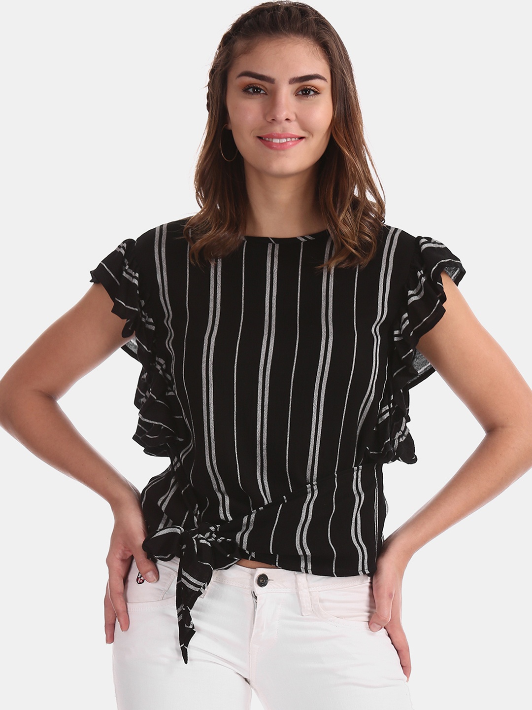 

Flying Machine Women Black Striped Top