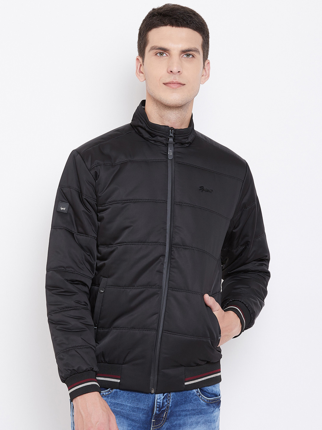 

Spirit Men Black Solid Padded Jacket
