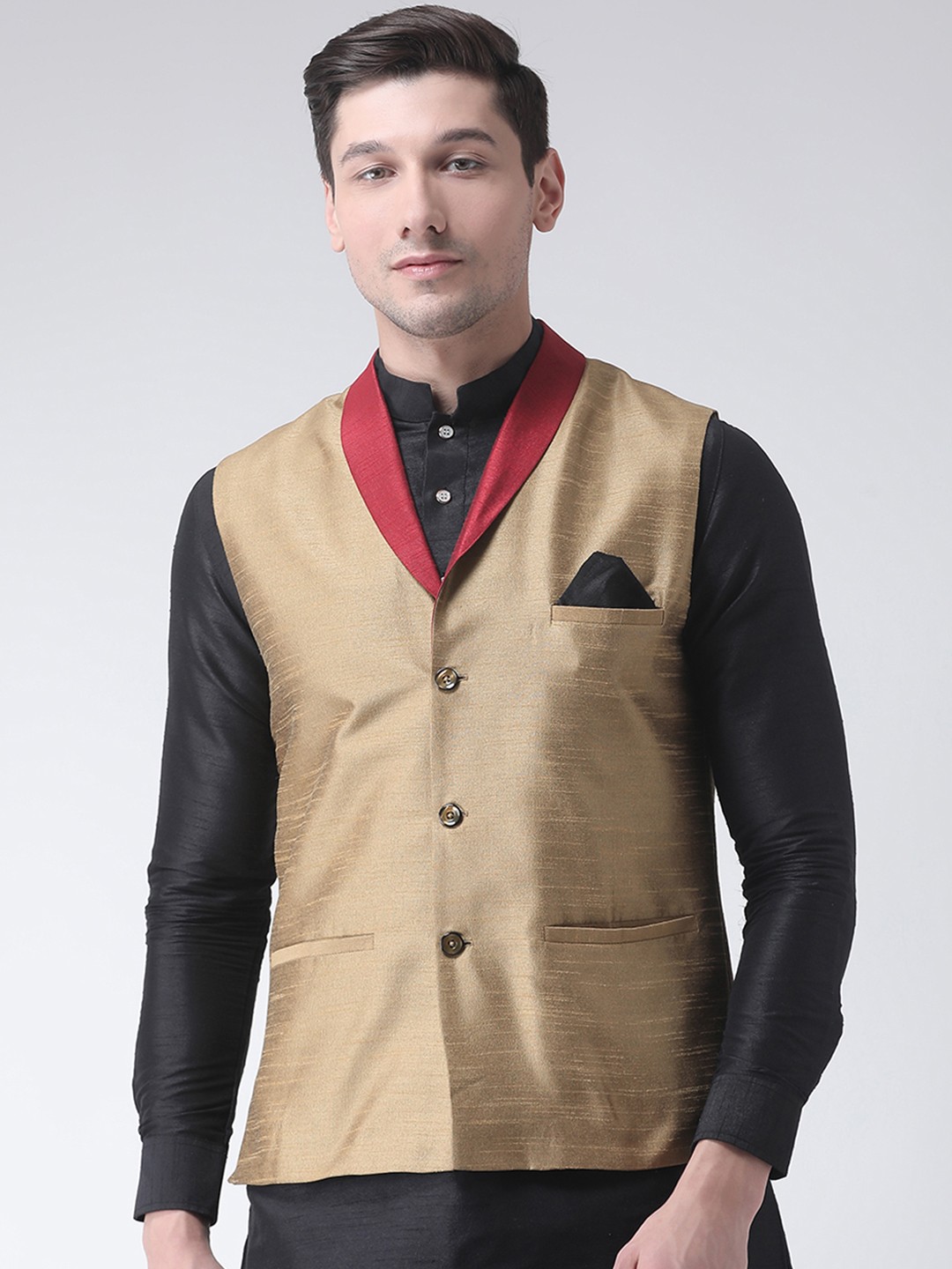 

DEYANN Men Brown Solid Nehru Jacket
