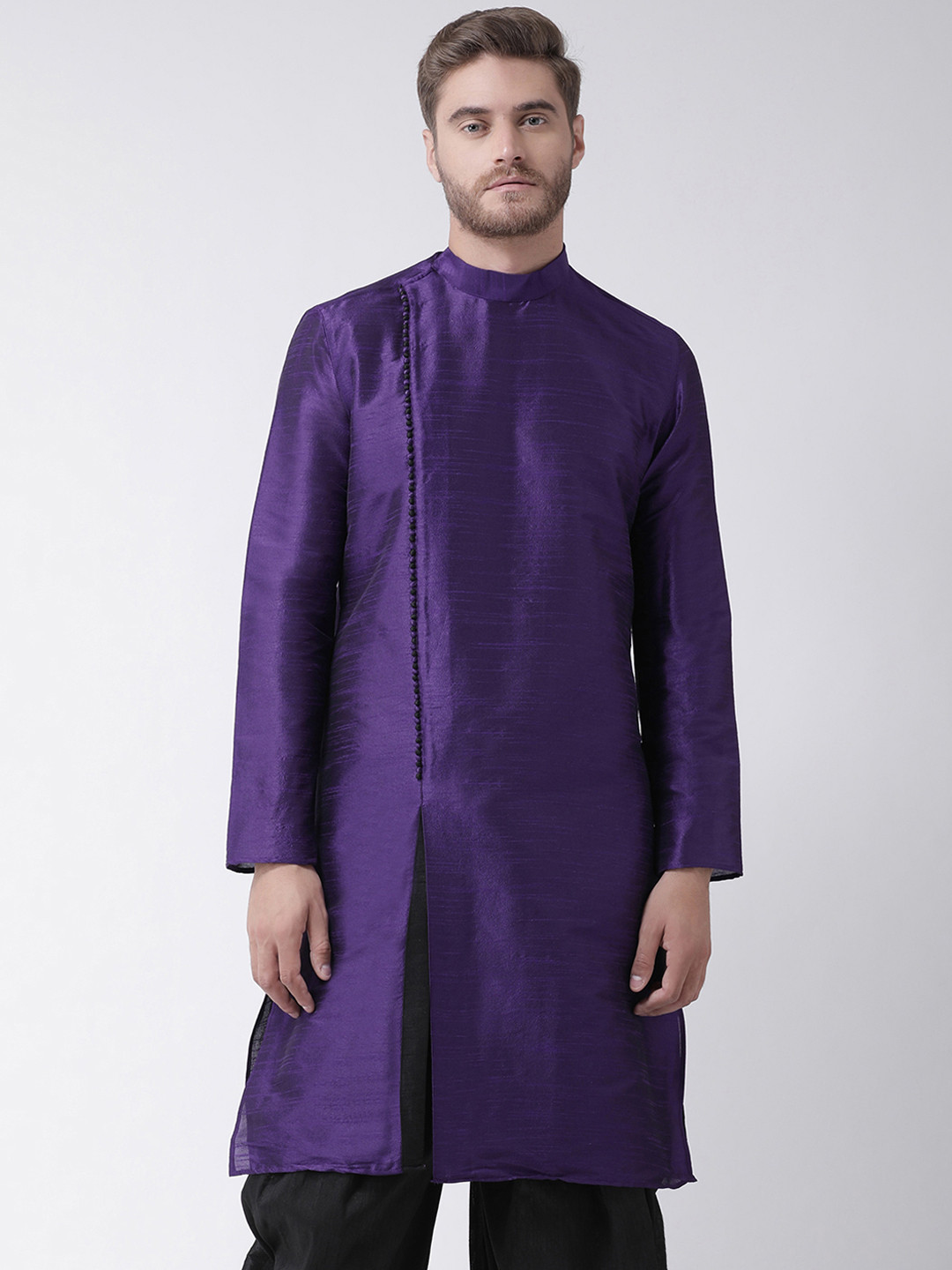 

DEYANN Men Purple Solid Straight Kurta
