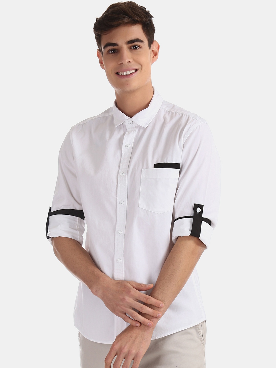 

Colt Men White Regular Fit Solid Casual Shirt