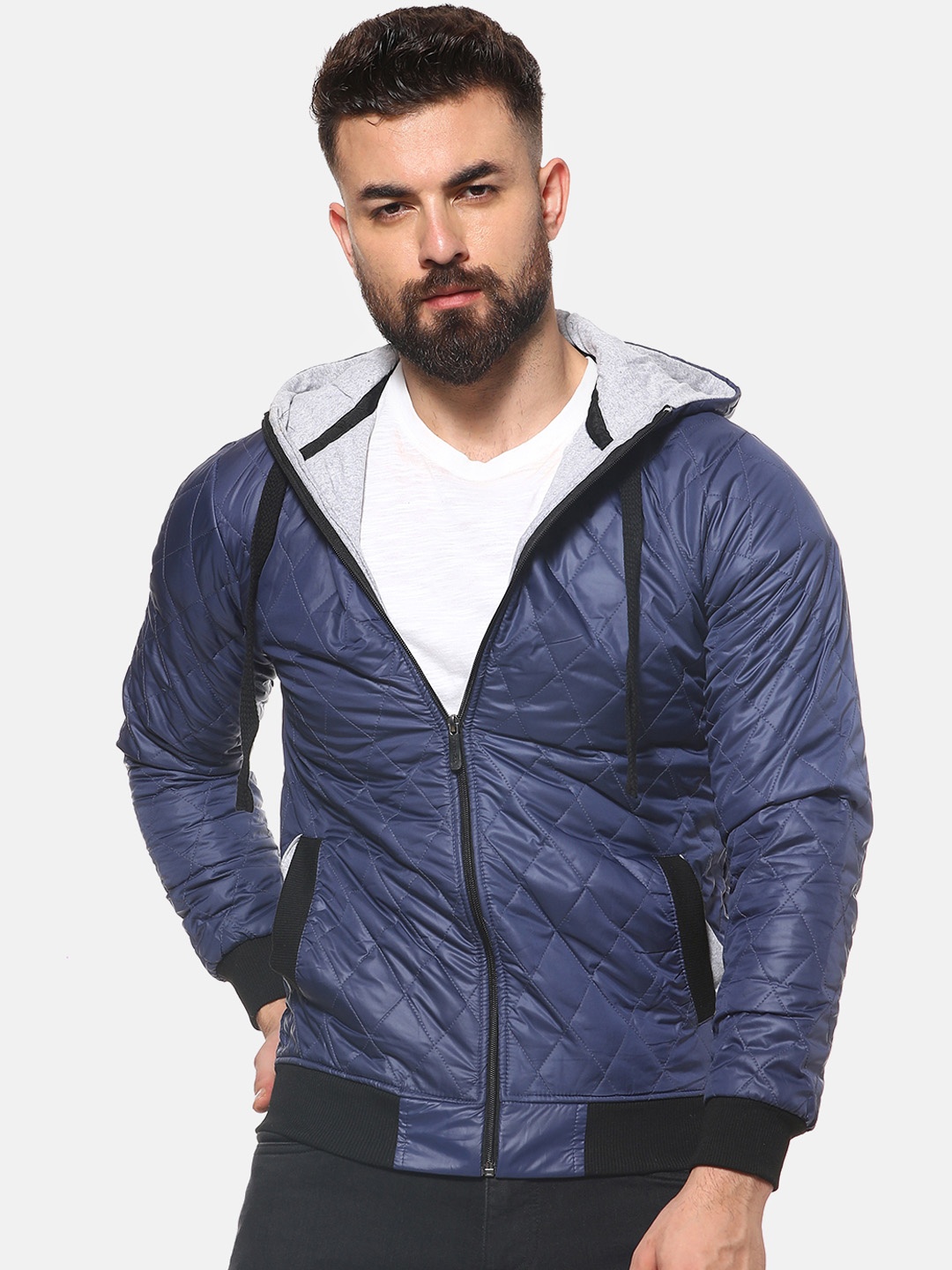

Campus Sutra Men Blue Solid Jacket