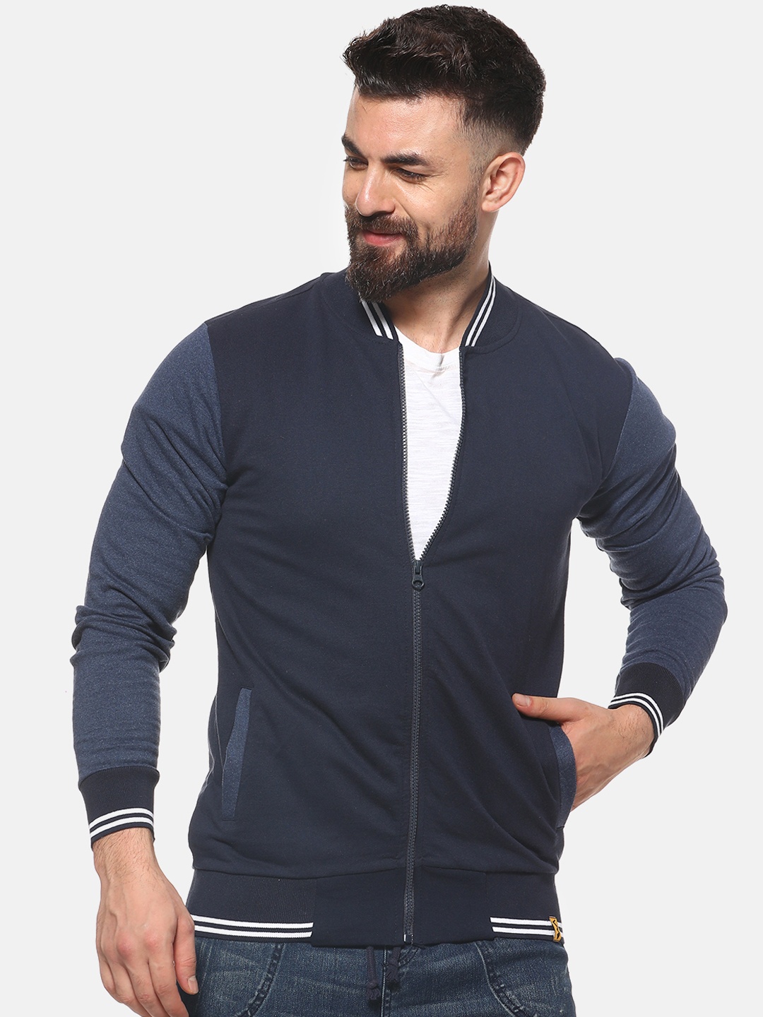 

Campus Sutra Men Blue Colourblocked Jacket