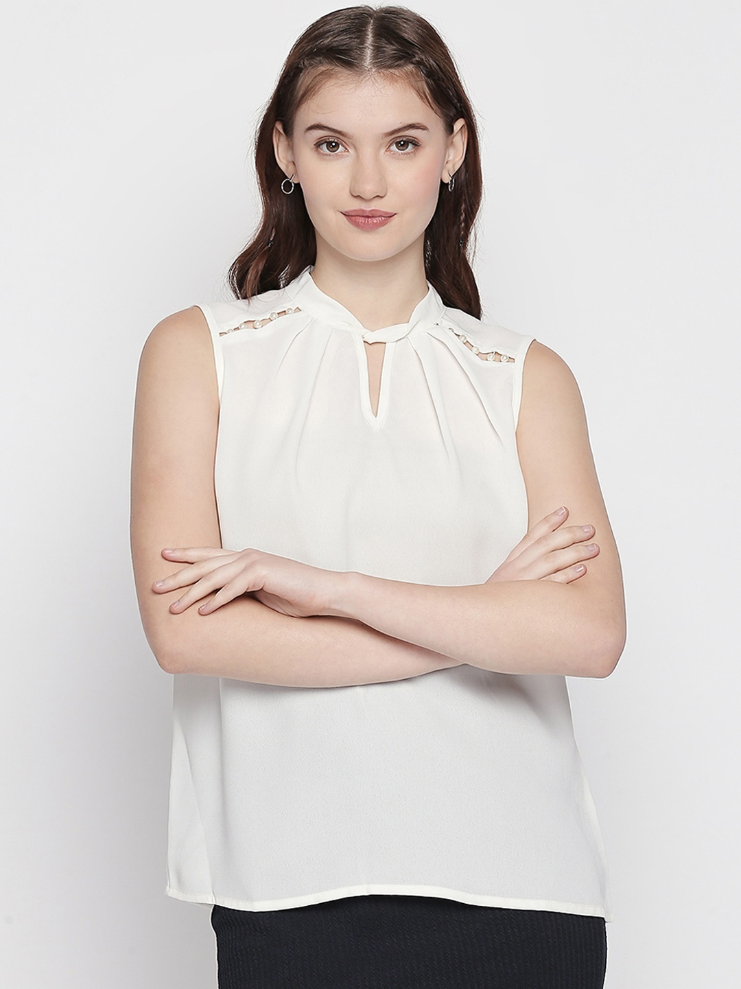 

Forever Glam by Pantaloons Women White Solid Top