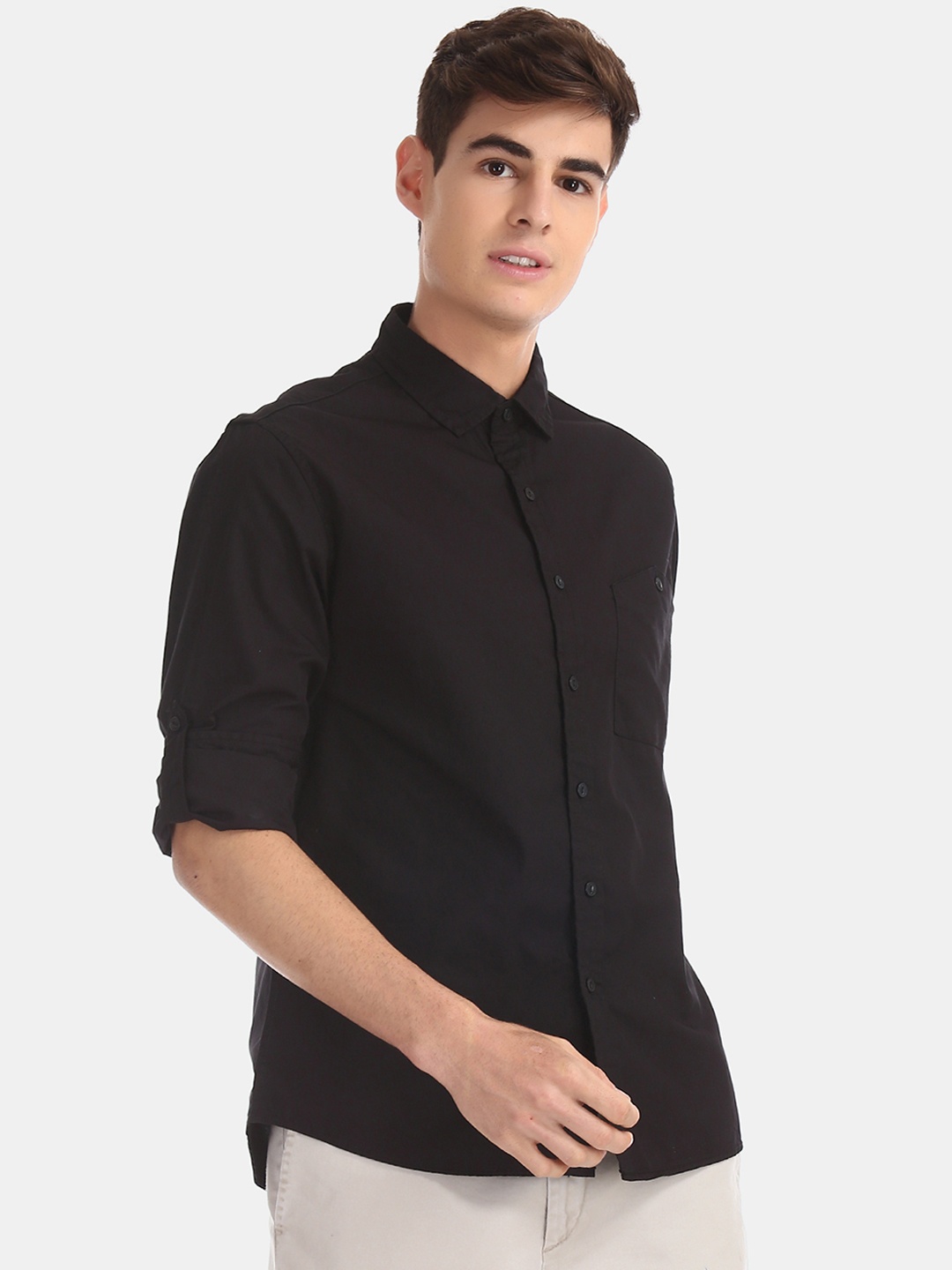

Colt Men Black Regular Fit Solid Casual Shirt