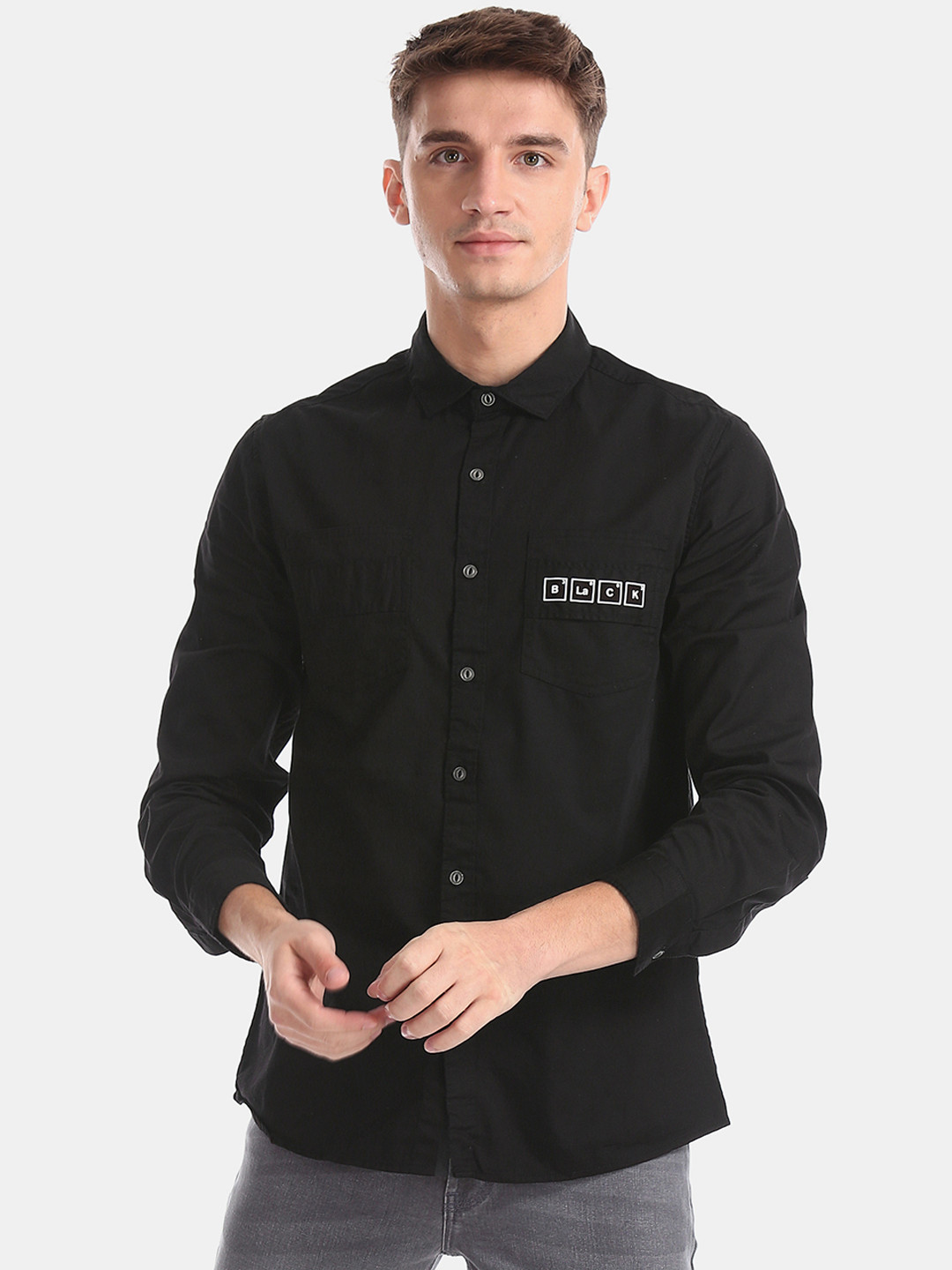 

Colt Men Black Regular Fit Printed Casual Shirt