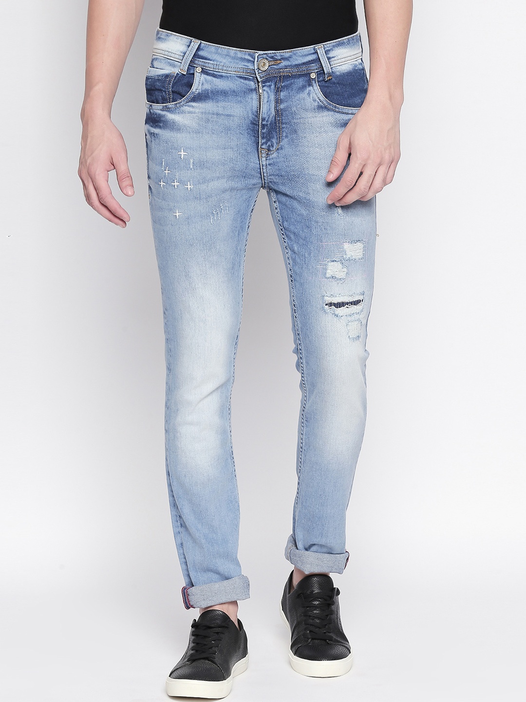 

Mufti Men Blue Regular Fit Mid-Rise Mildly Distressed Stretchable Jeans