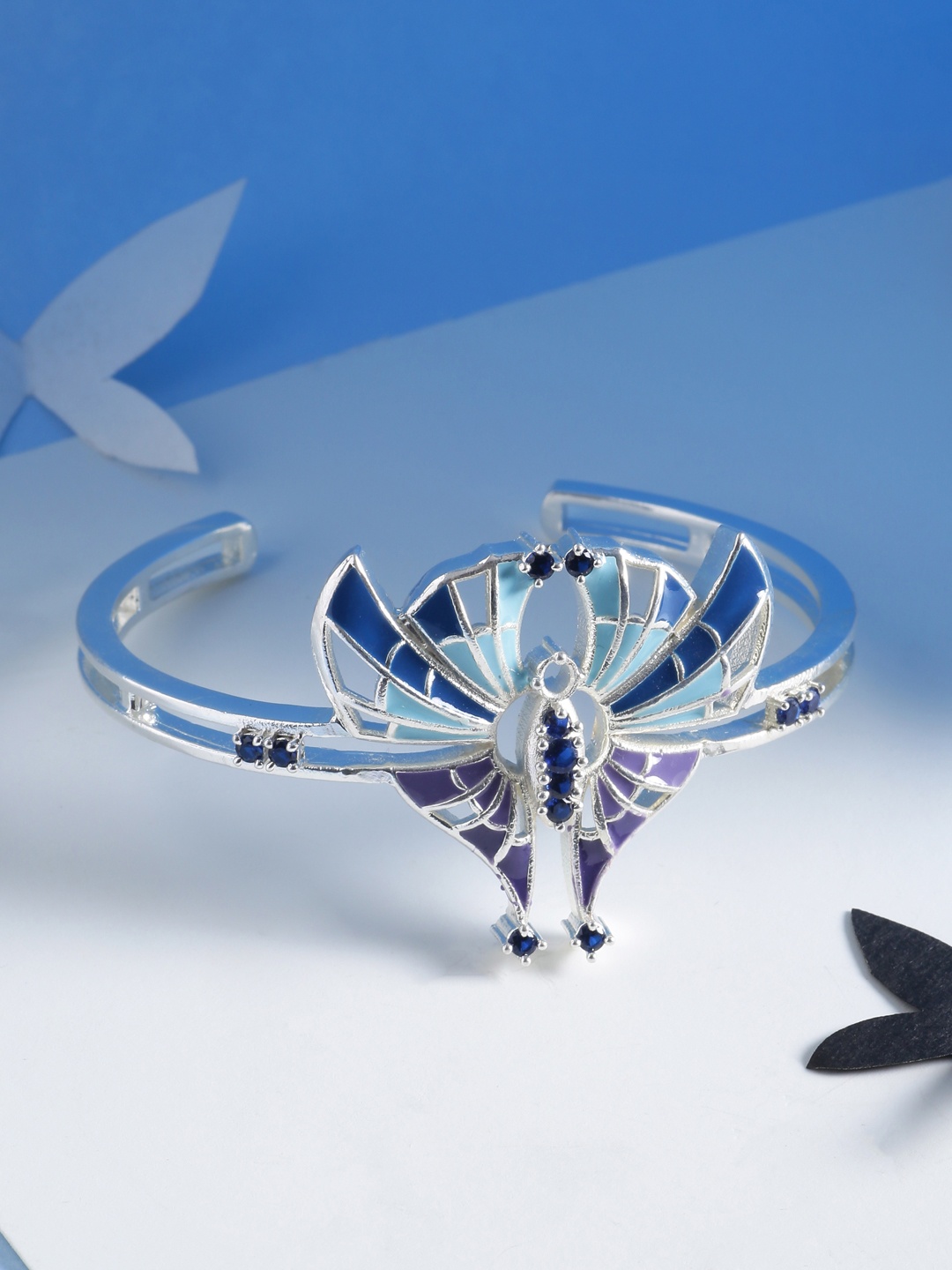 

Voylla Blue Silver Plated Enamelled Bracelet