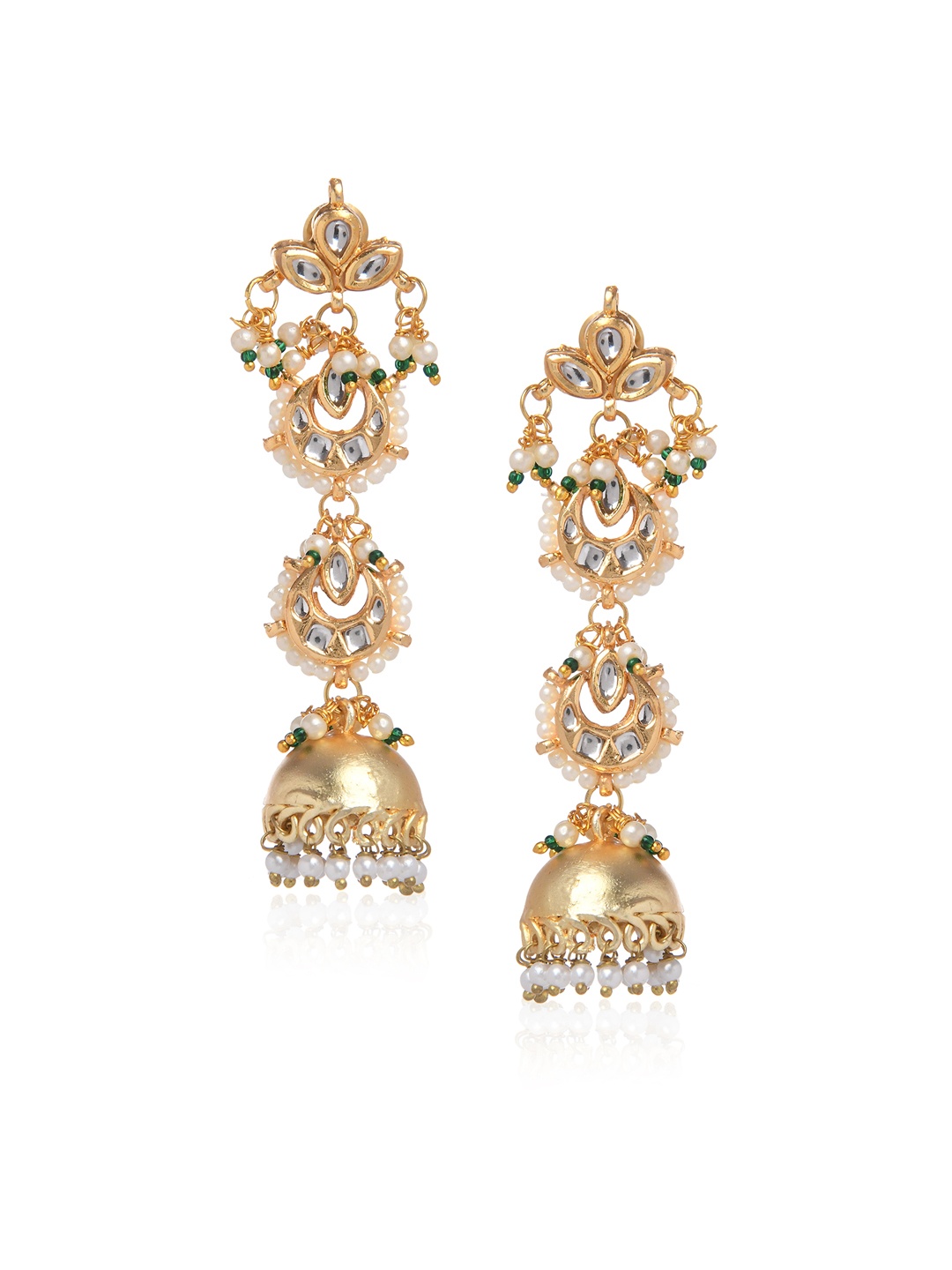 

Bamboo Tree Jewels Gold-Toned Handcrafted Classic Jhumkas