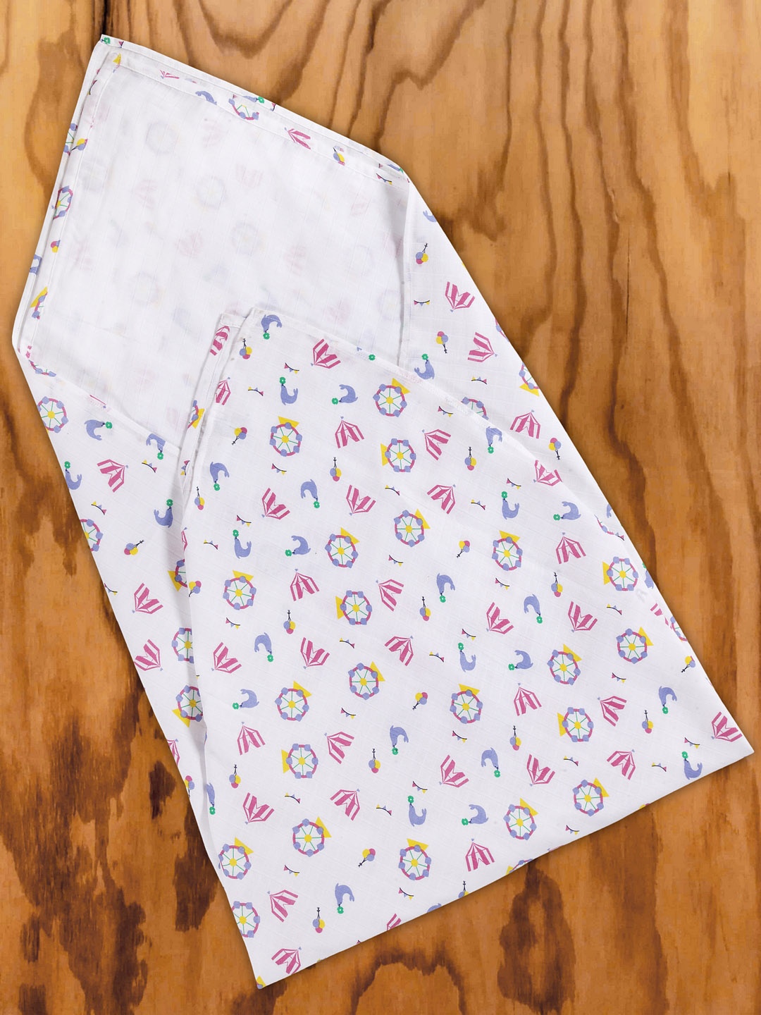 

My Milestones Kids Set of 2 White & Pink Printed Pure Cotton Muslin Swaddles