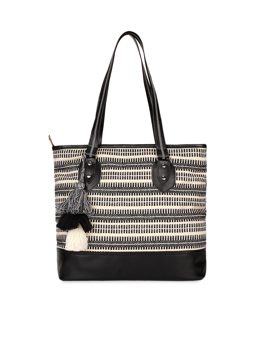 

Anekaant Black & Beige Self Design Shoulder Bag