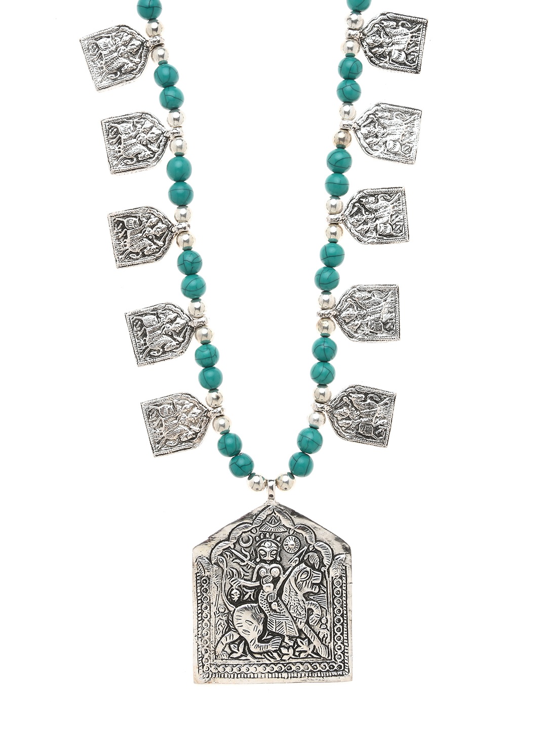 

Bamboo Tree Jewels Silver-Toned & Green Handcrafted Necklace