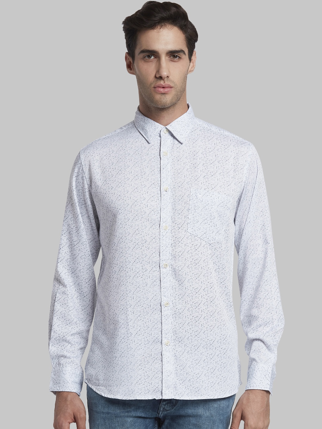 

Parx Men White Slim Fit Printed Casual Shirt