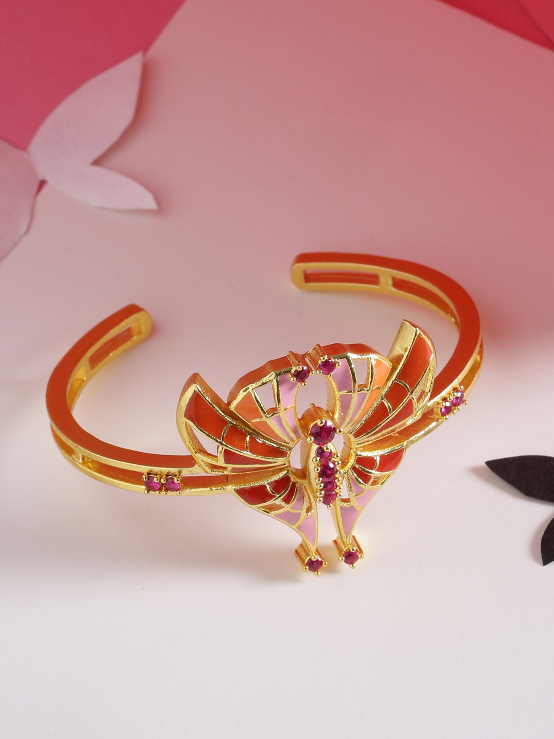 

Voylla Gold-Plated Enamelled Cuff Bracelet