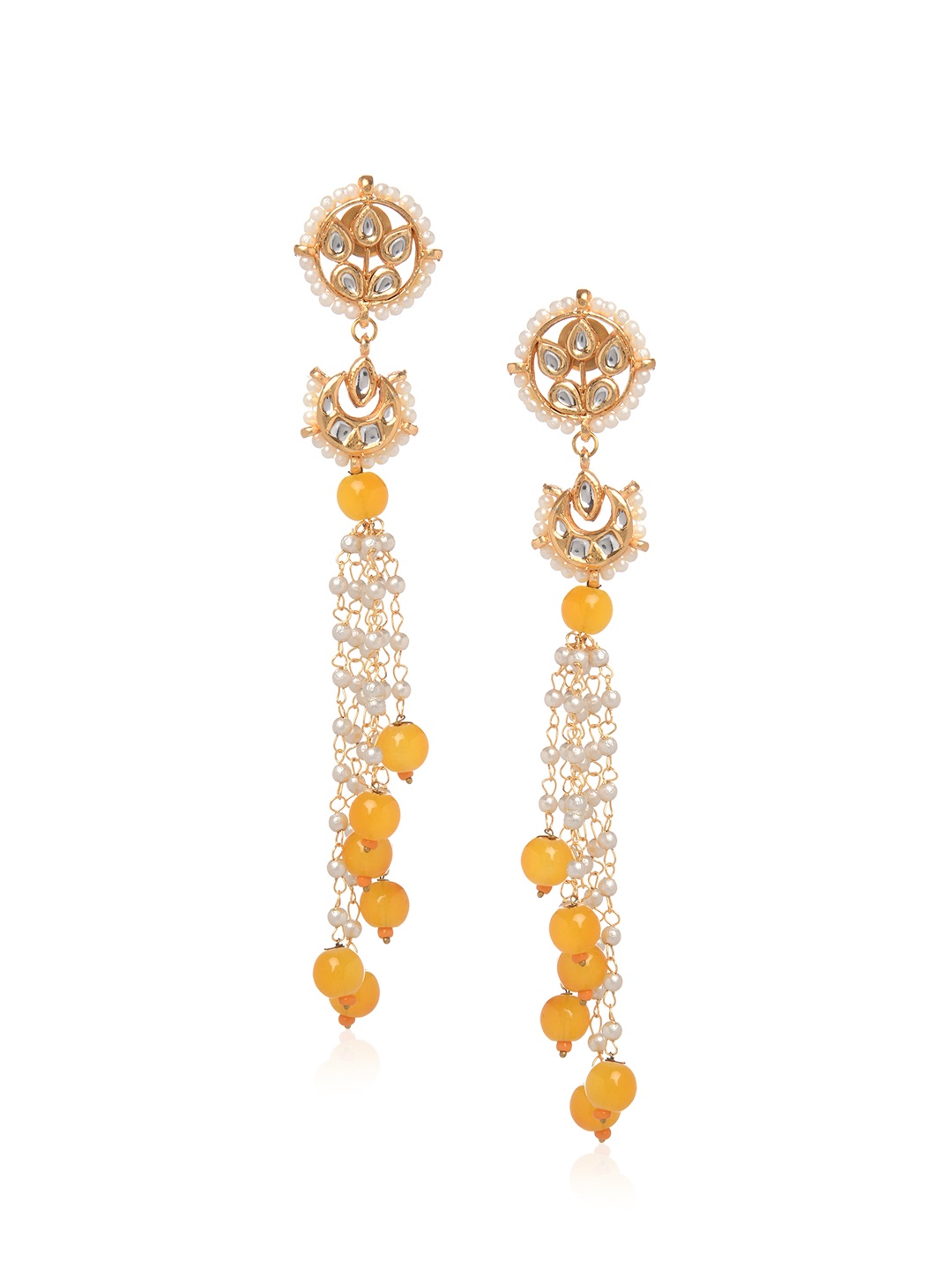 

Bamboo Tree Jewels Gold-Toned & Yellow Contemporary Drop Earrings