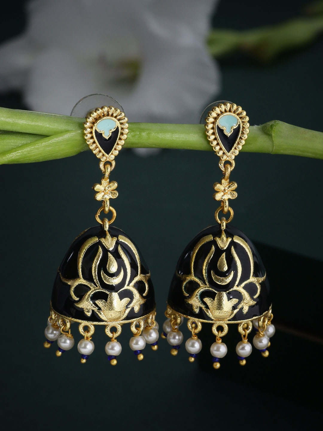 

Voylla Gold Plated Enamelled Dome Shaped Jhumkas