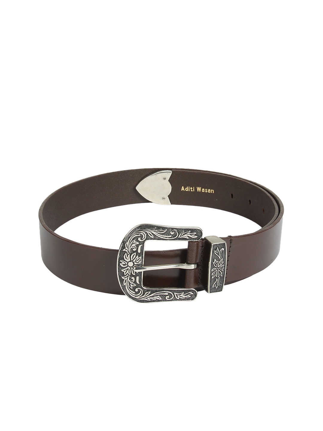 

Aditi Wasan Men Brown Leather Solid Belt