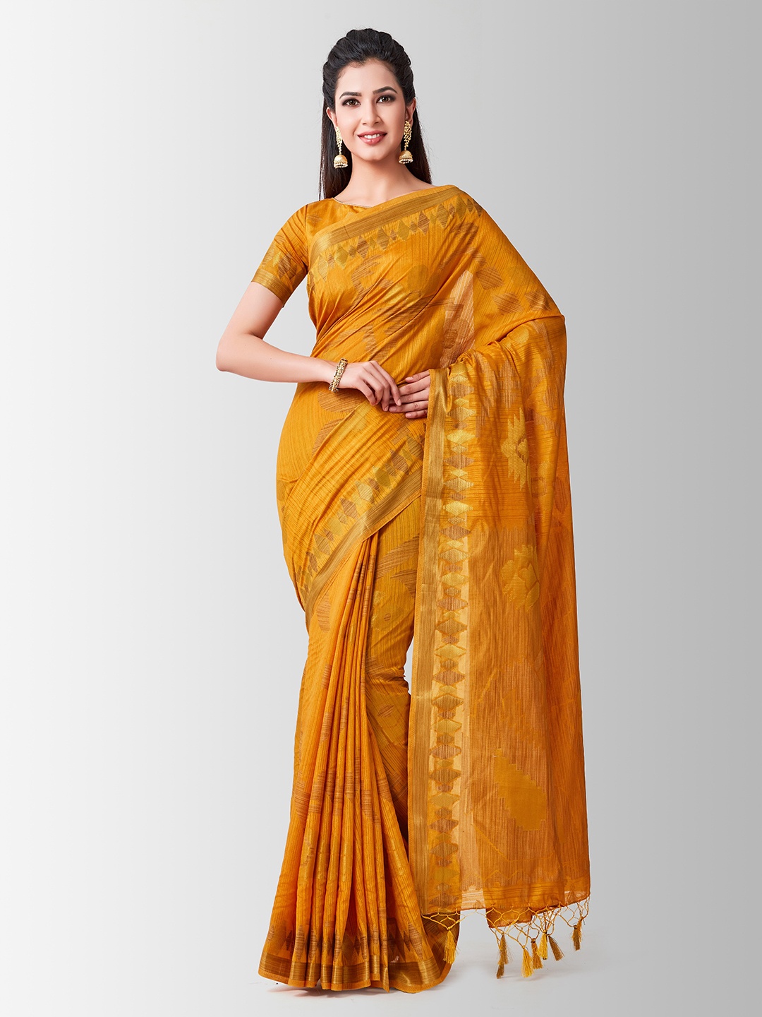 

Mitera Orange Art Silk Woven Design Kanjeevaram Saree