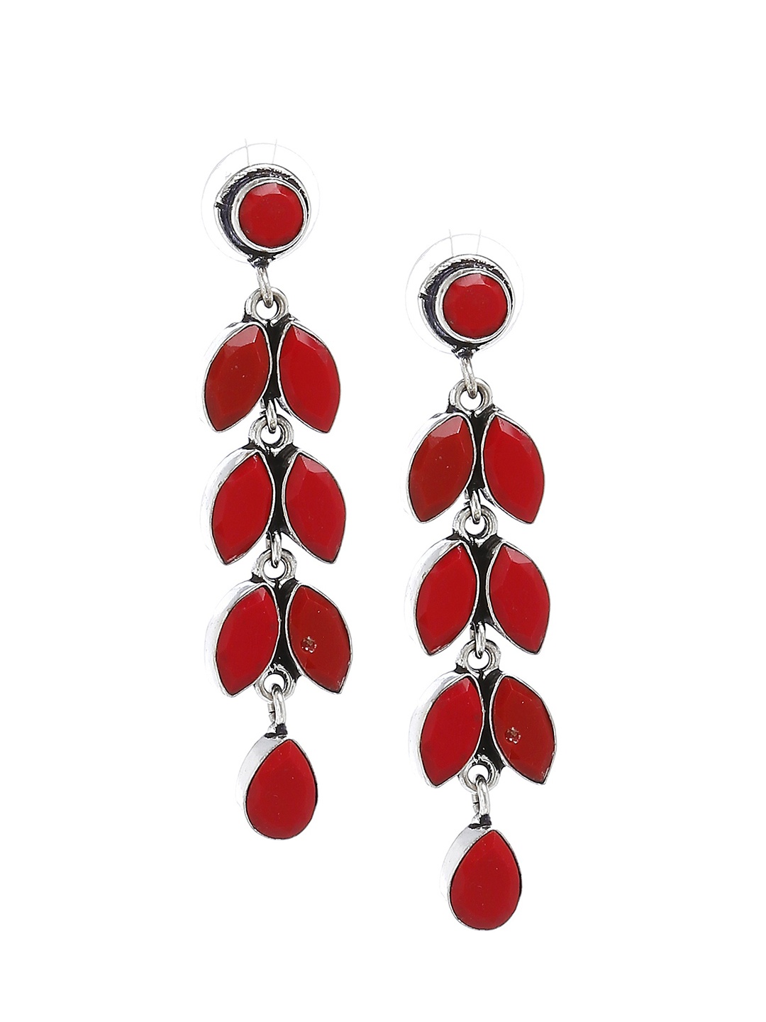 

Bamboo Tree Jewels Red Contemporary Handcrafted Drop Earrings