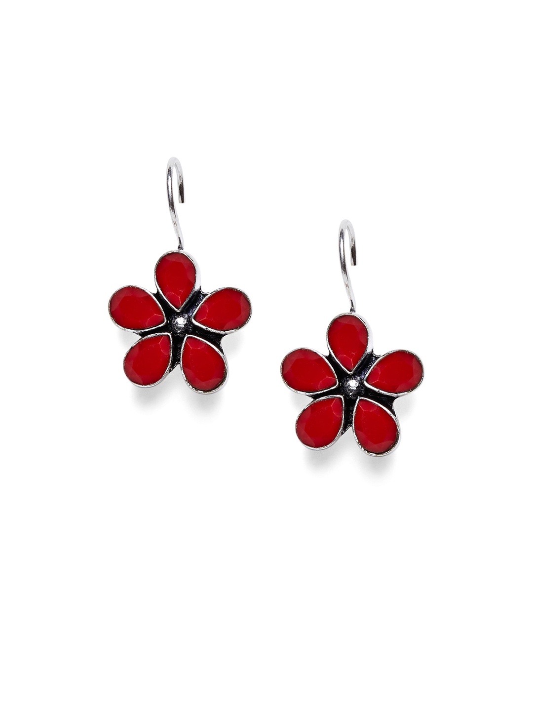 Bamboo Tree Jewels Red Floral Drop Earrings