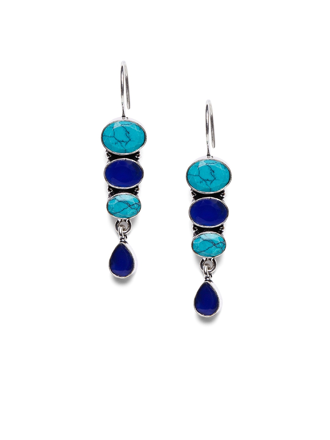 Bamboo Tree Jewels Silver-Toned Geometric Drop Earrings