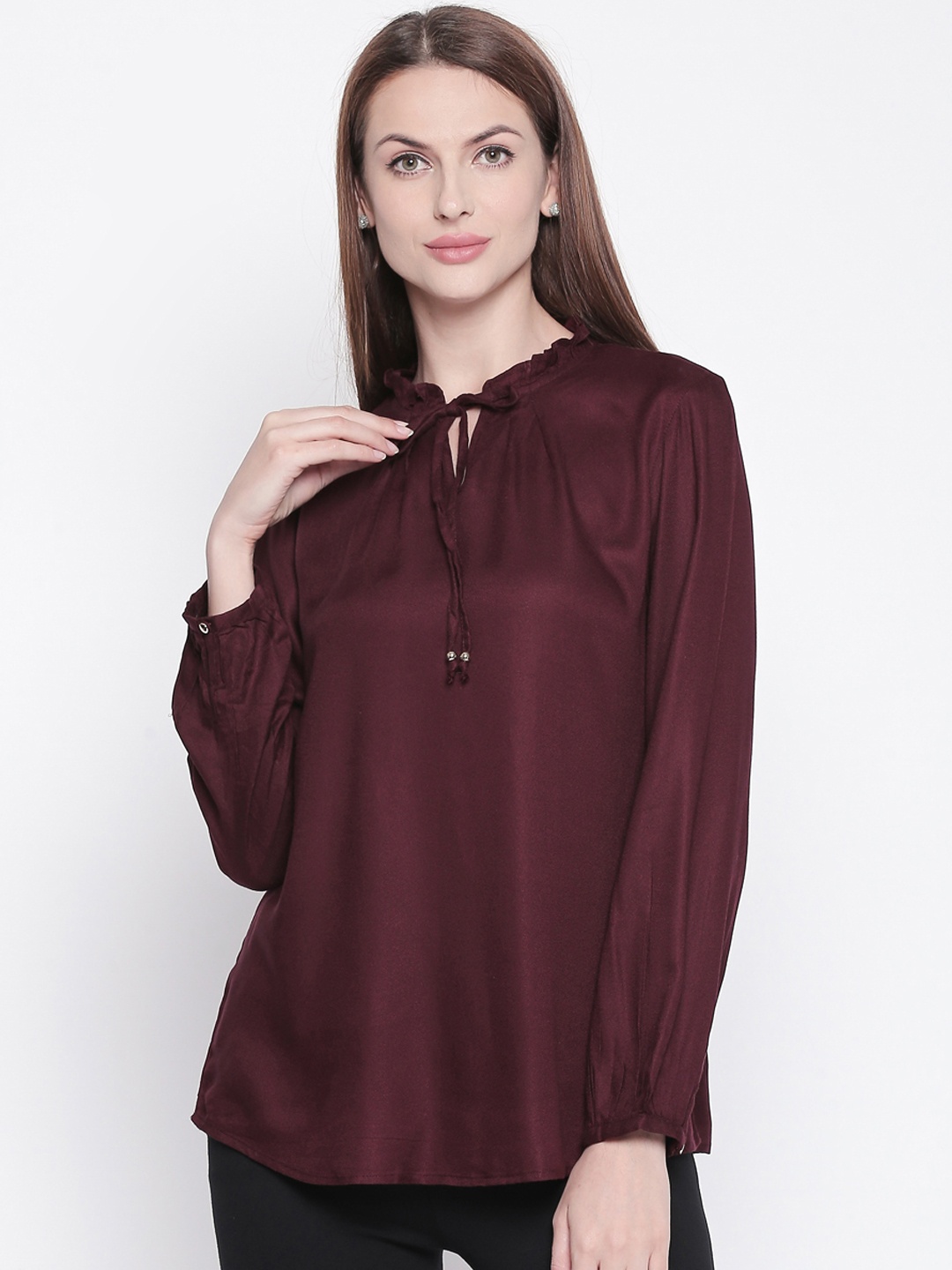 

Annabelle by Pantaloons Women Burgundy Solid Top