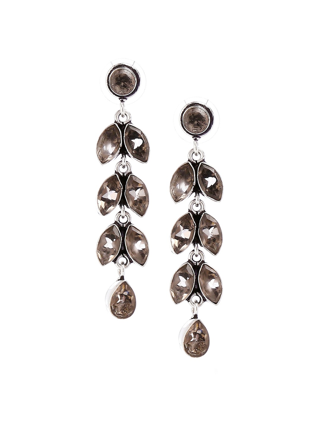

Bamboo Tree Jewels Transparent & Silver-Toned Contemporary Drop Earrings