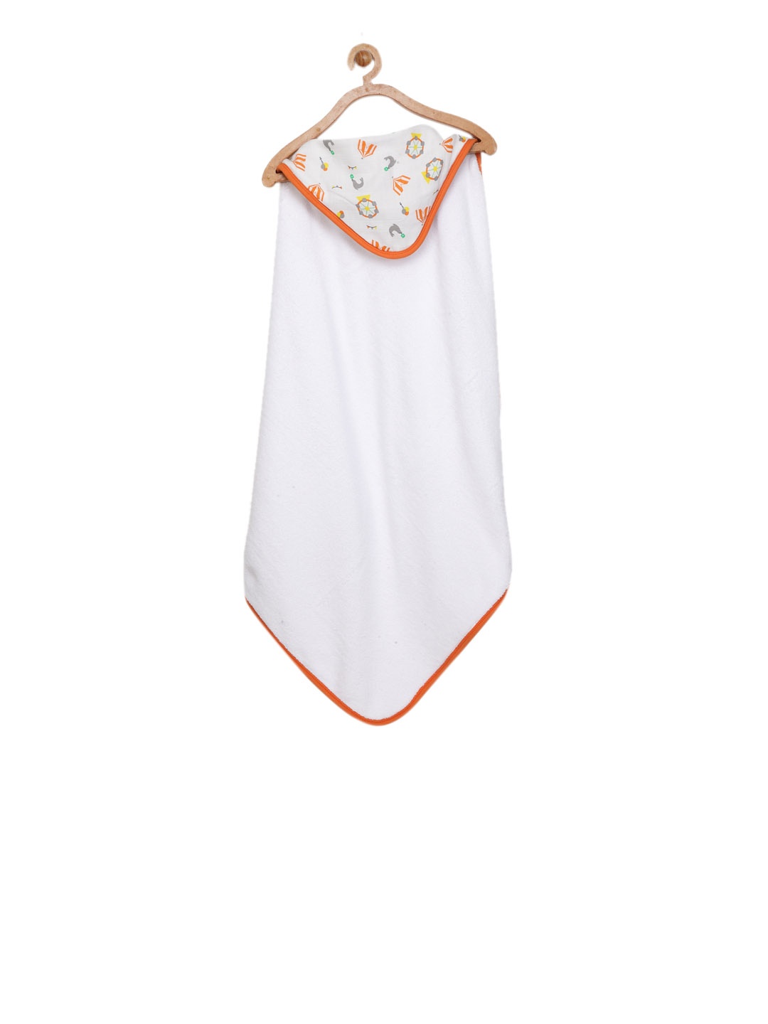 

My Milestones Unisex Infant White & Orange Printed Hooded Towel