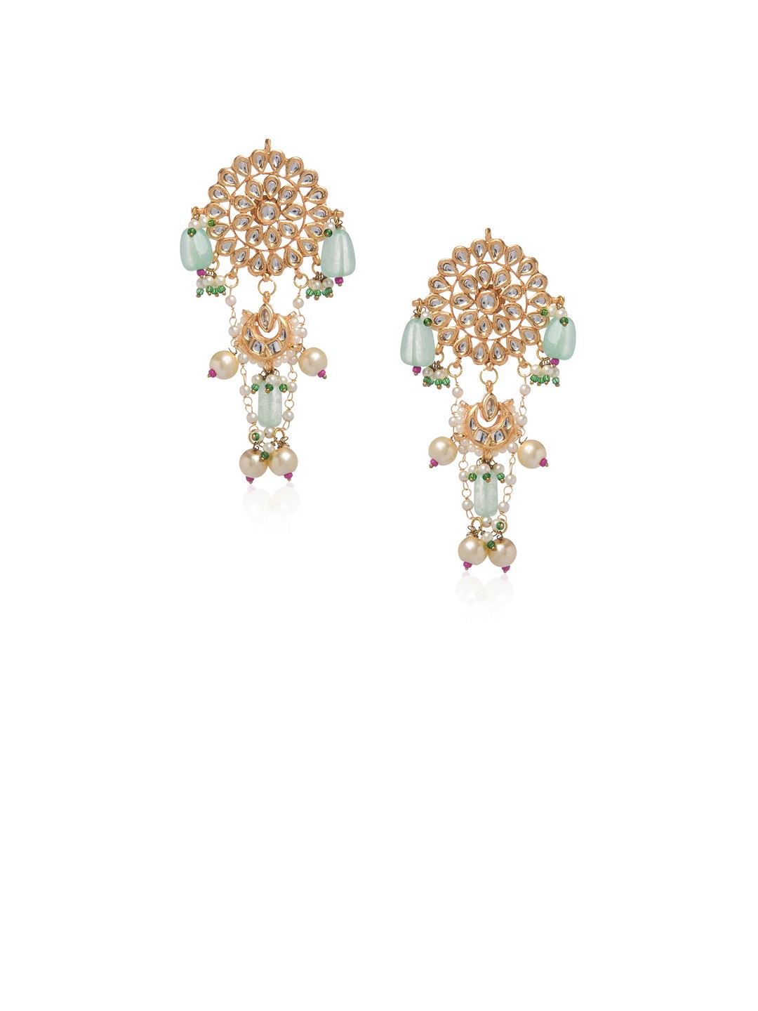 

Bamboo Tree Jewels Gold-Toned & Green Classic Drop Earrings