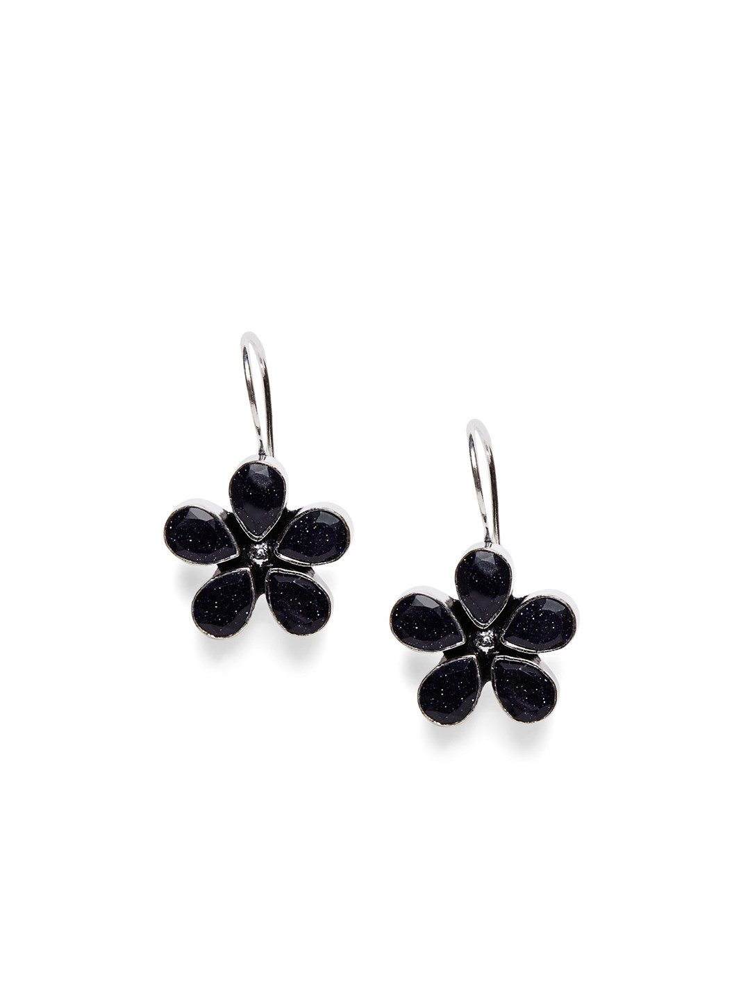

Bamboo Tree Jewels Black Floral Drop Earrings