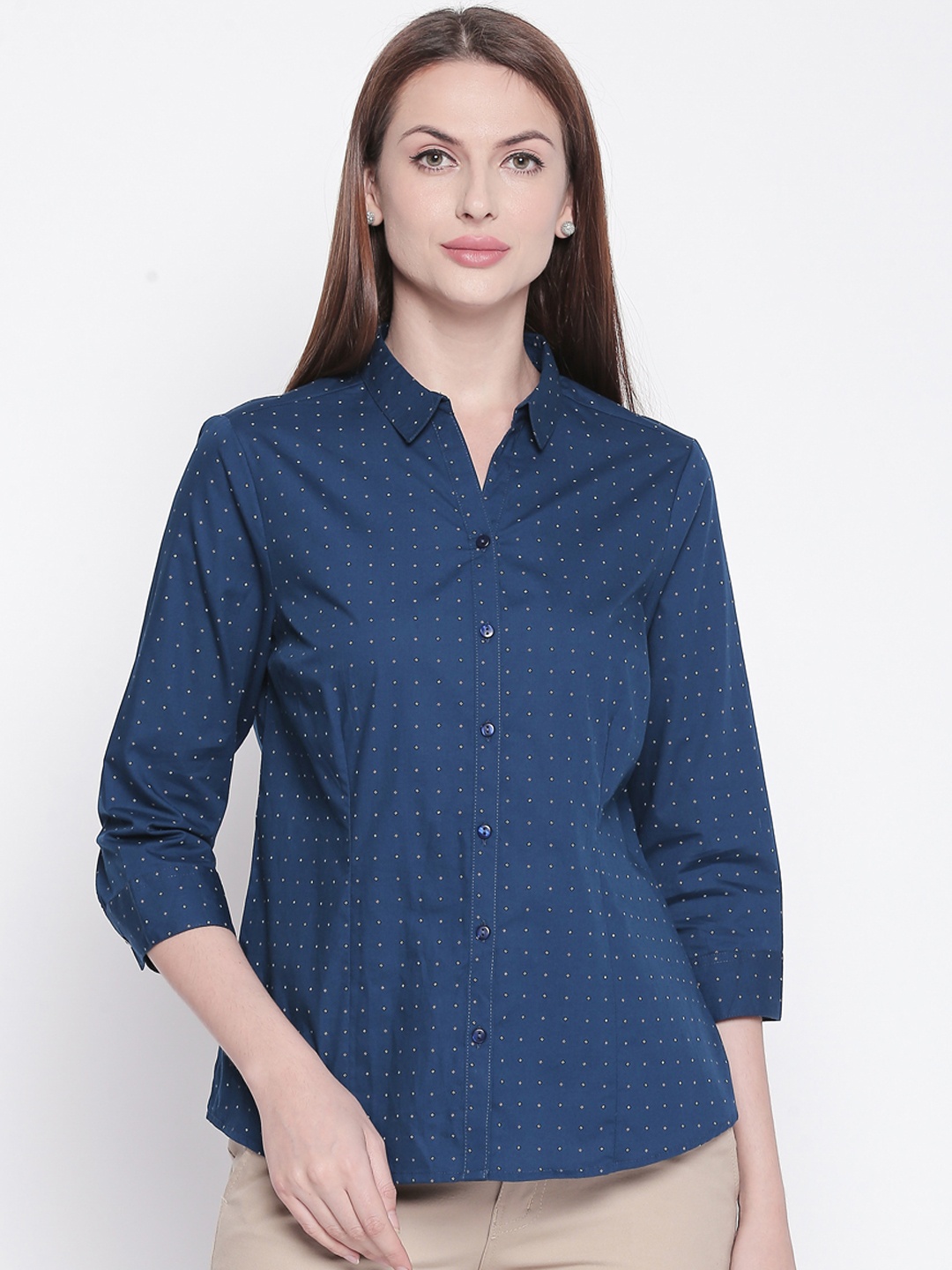 

Annabelle by Pantaloons Women Blue Regular Fit Printed Casual Shirt