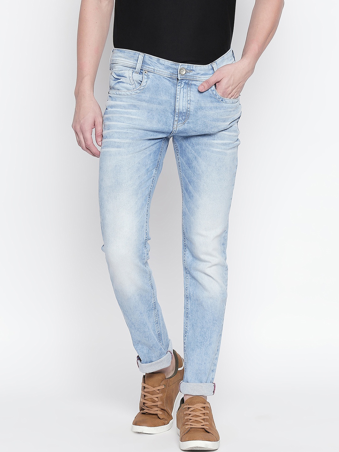 

Mufti Men Blue Regular Fit Mid-Rise Clean Look Stretchable Jeans