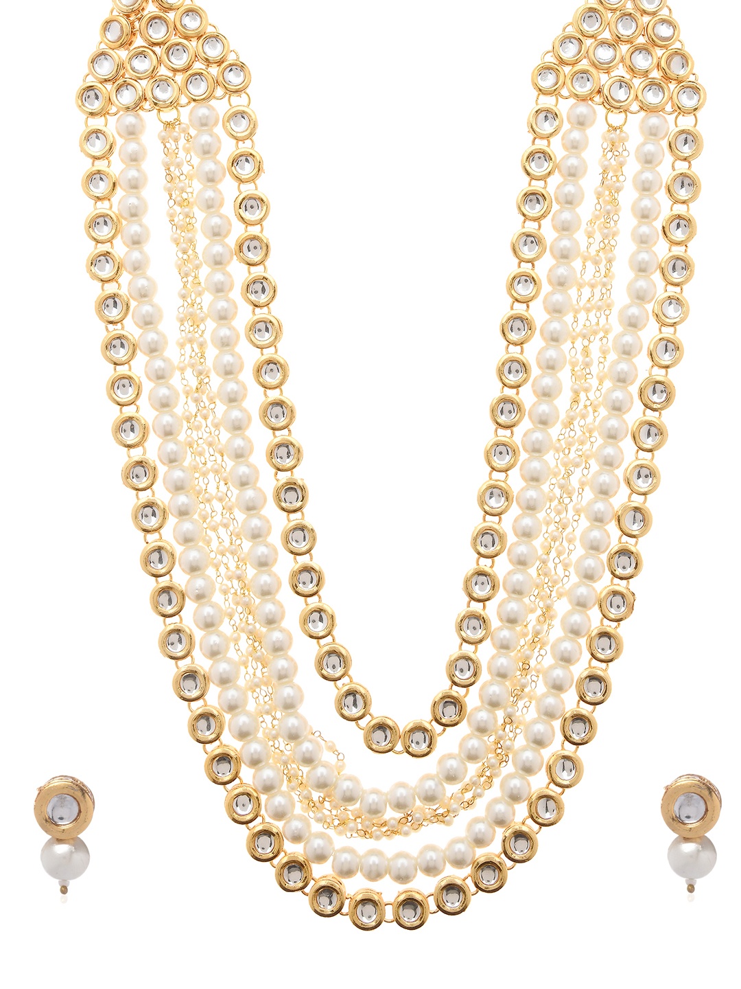

Bamboo Tree Jewels Gold-Toned Off-White Kundan studded Jewellery Set
