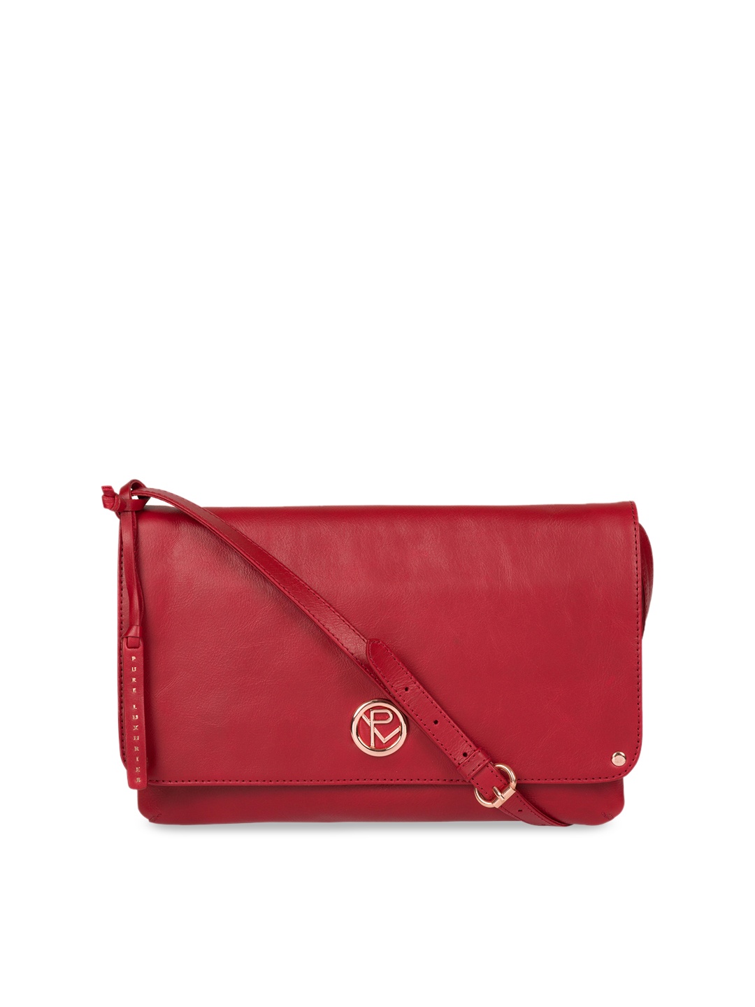 

PURE LUXURIES LONDON Red Solid Leather Sling Bag