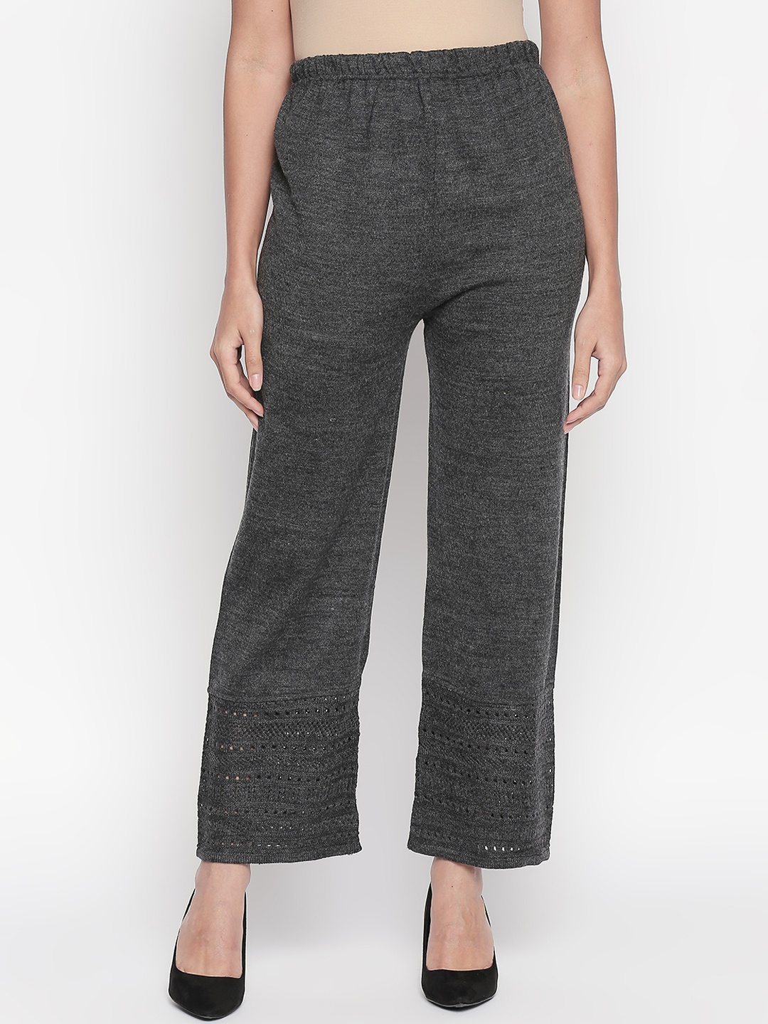 

RANGMANCH BY PANTALOONS Women Grey Solid Straight Palazzos