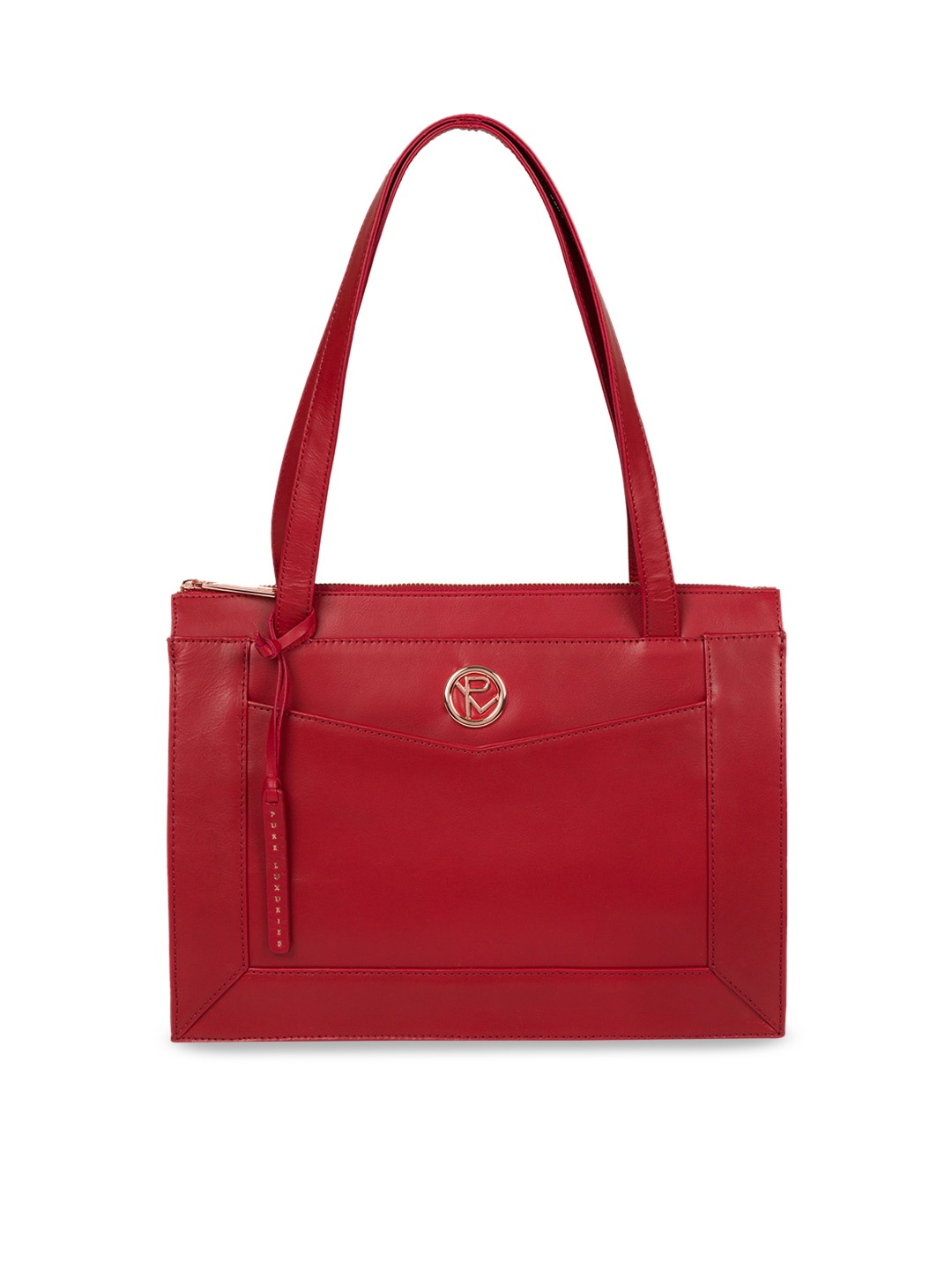 

PURE LUXURIES LONDON Red Solid Genuine Leather Zoffany Handheld Bag