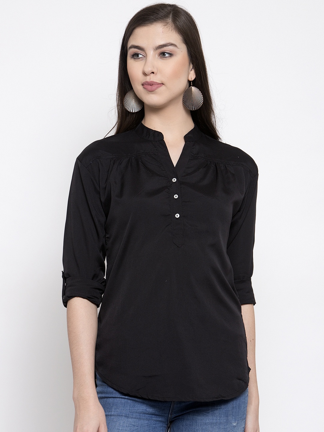 

Purple State Women Black Solid Top