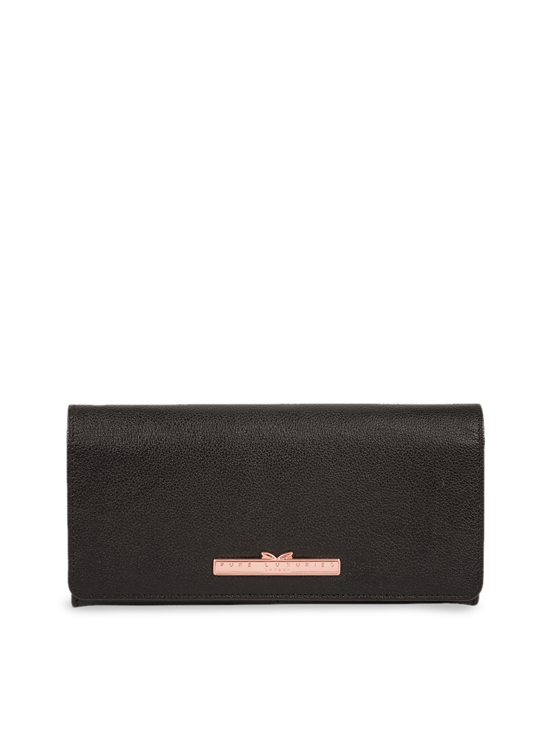 

PURE LUXURIES LONDON Women Black Solid Genuine Leather Arterton Clutch
