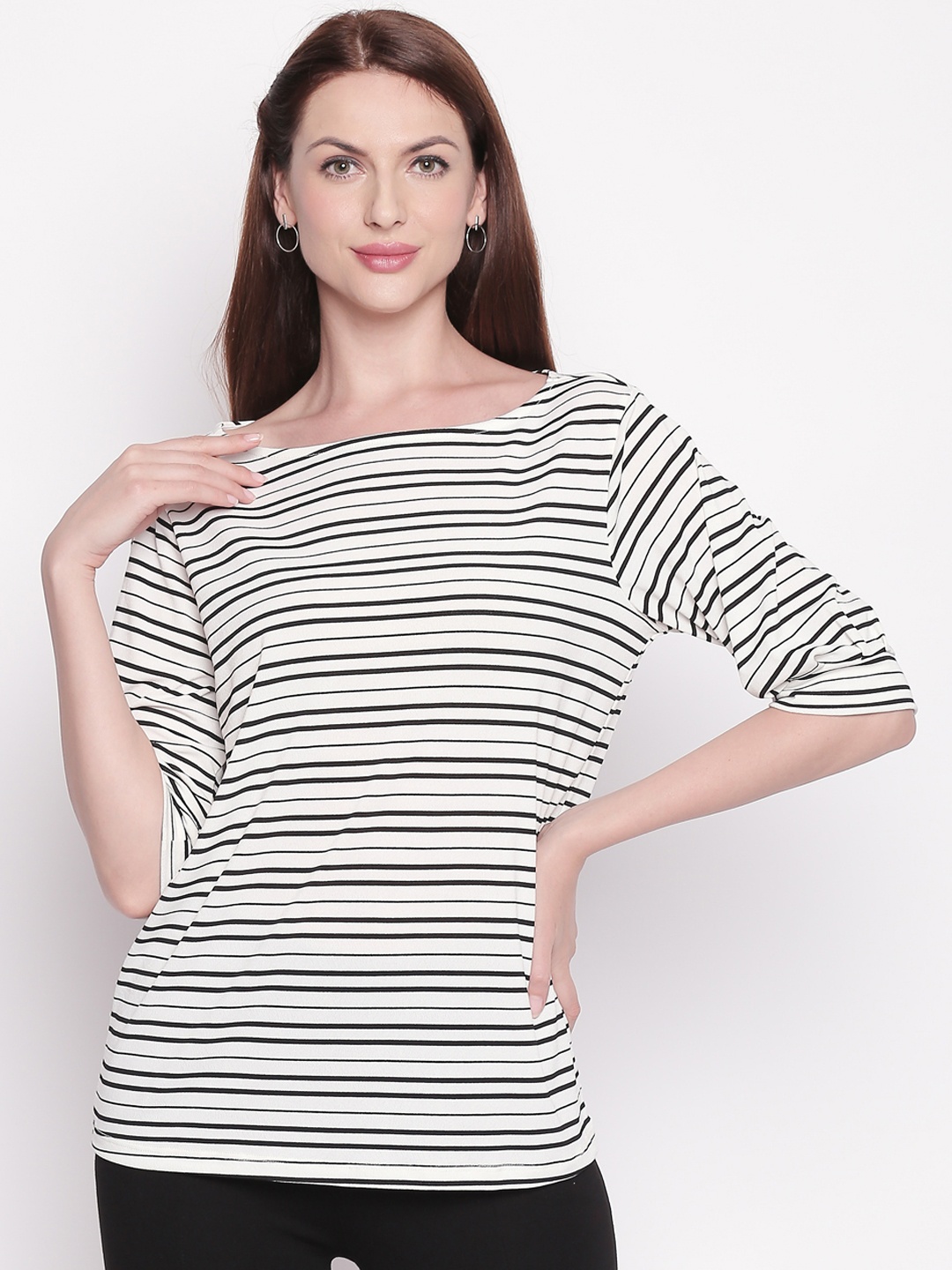 

Annabelle by Pantaloons Women White & Black Striped Top