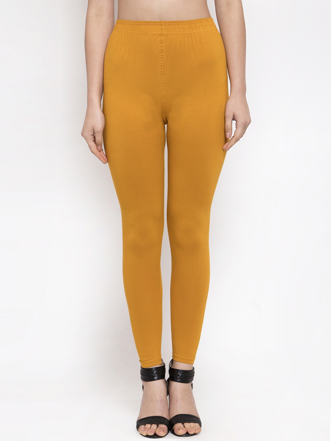 

TAG 7 Women Mustard Yellow Solid Ankle-Length Leggings