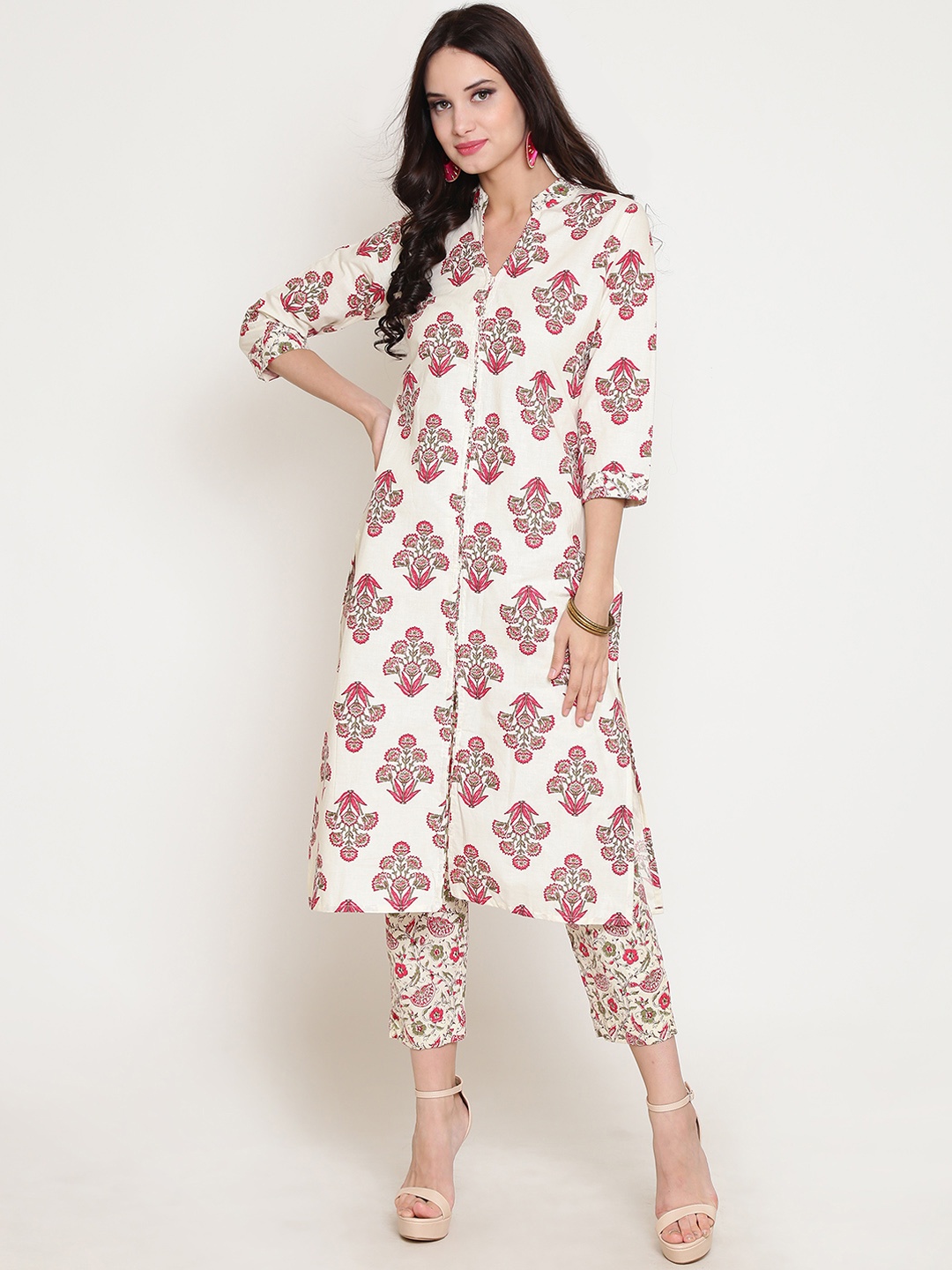 

Sera Women Off-White Printed Straight Kurta