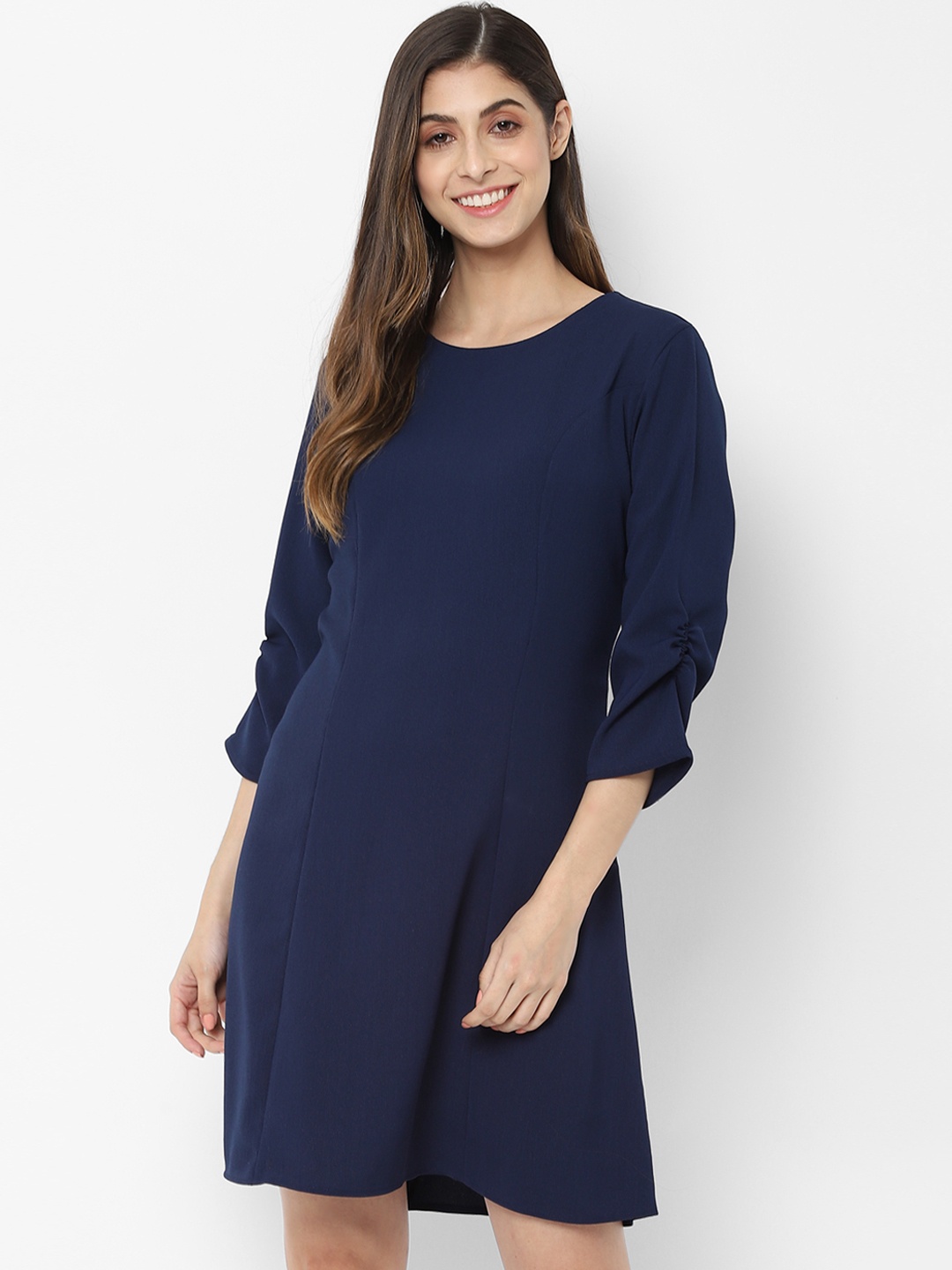 

Allen Solly Woman Women Navy Blue Solid A-Line Dress