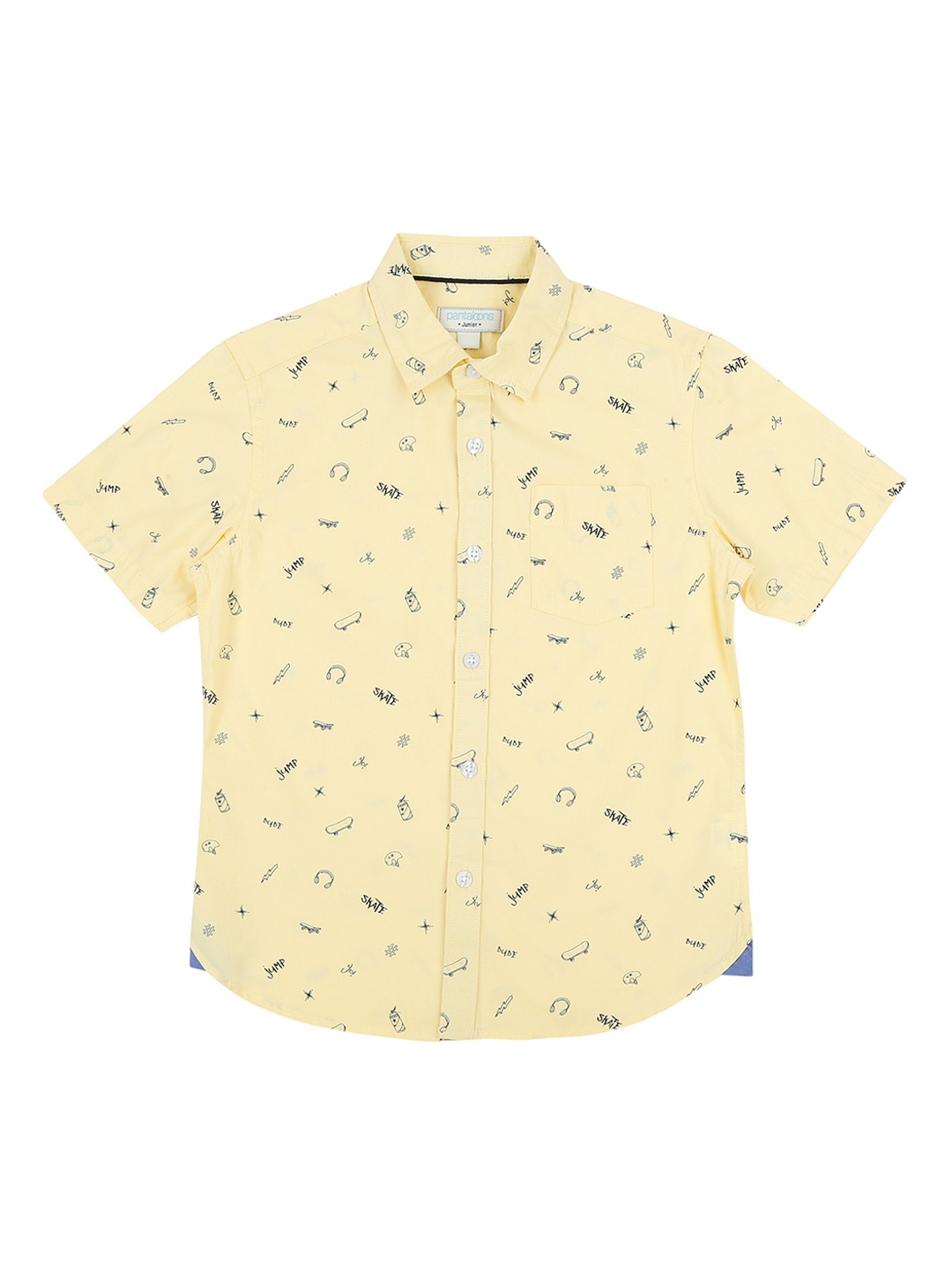 

Pantaloons Junior Boys Yellow Regular Fit Printed Casual Shirt