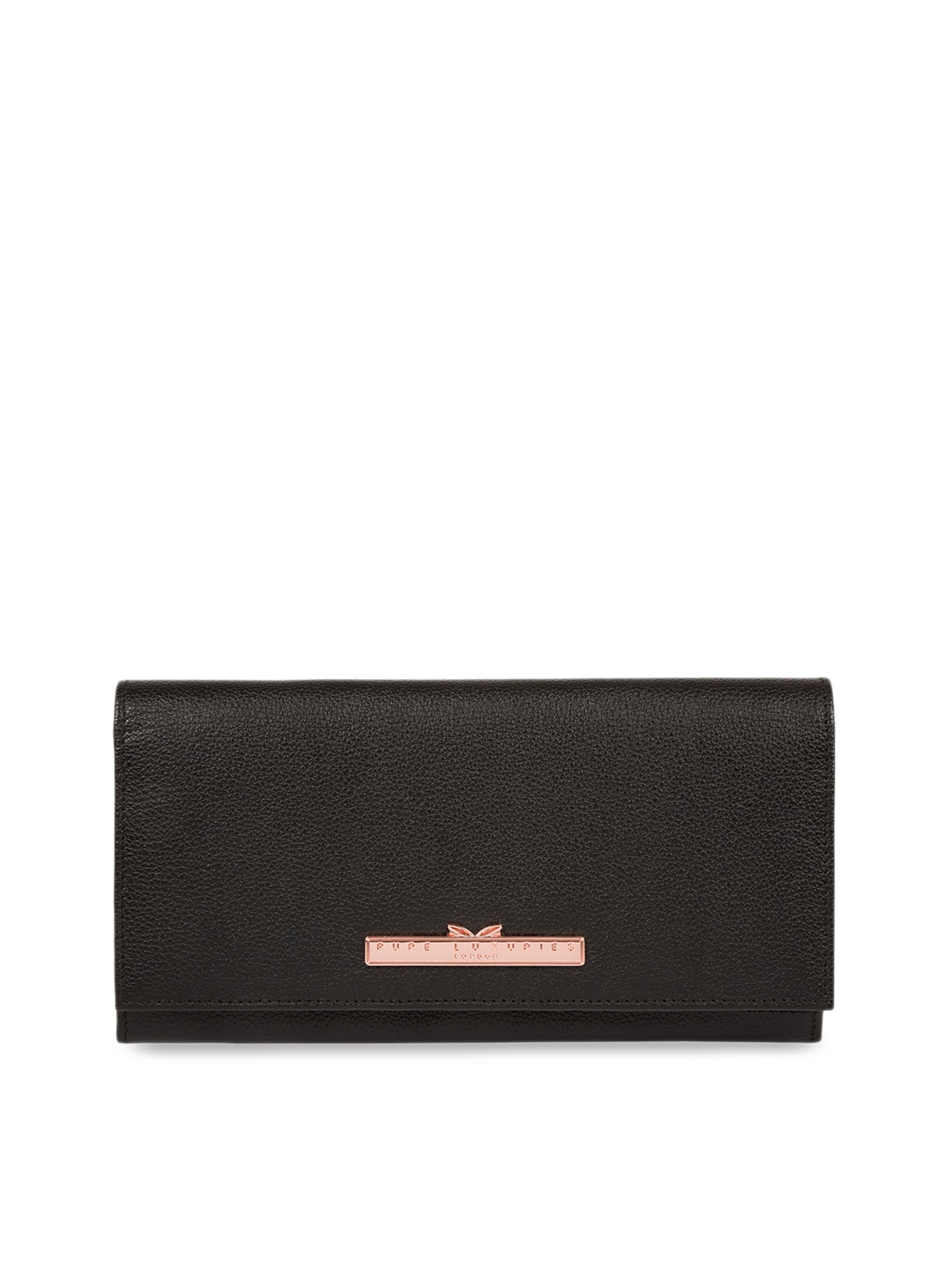 

PURE LUXURIES LONDON Women Black Solid Genuine Leather Winslett Clutch