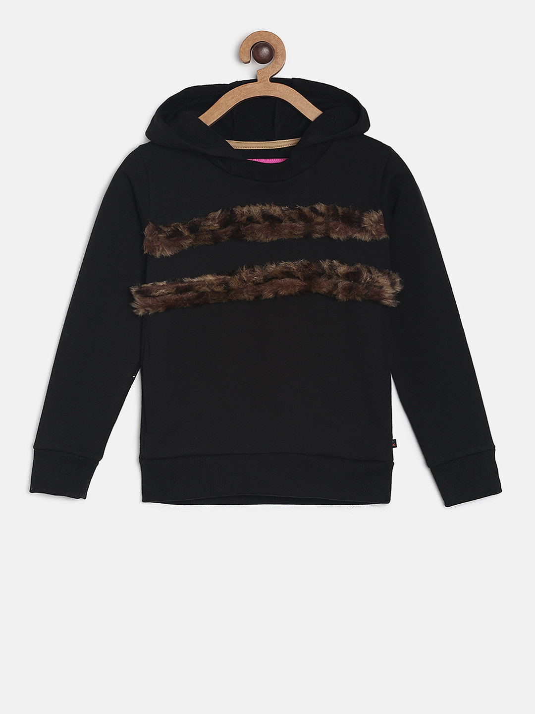 

TALES & STORIES Girls Black Solid Hooded Sweatshirt