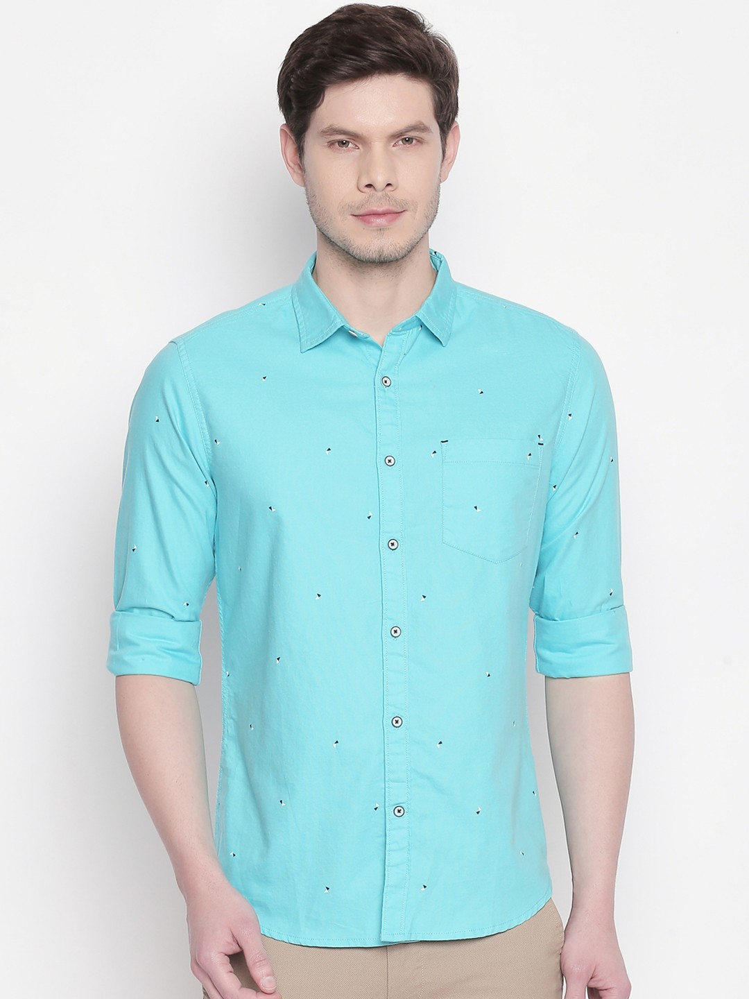 

Urban Ranger by pantaloons Men Green Regular Fit Printed Casual Shirt