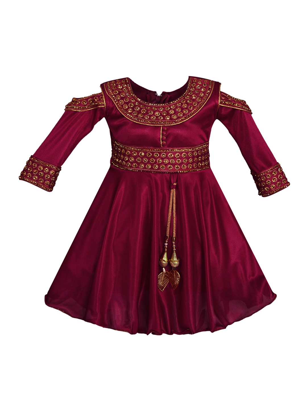 

Wish Karo Girls Maroon Embellished Fit and Flare Dress